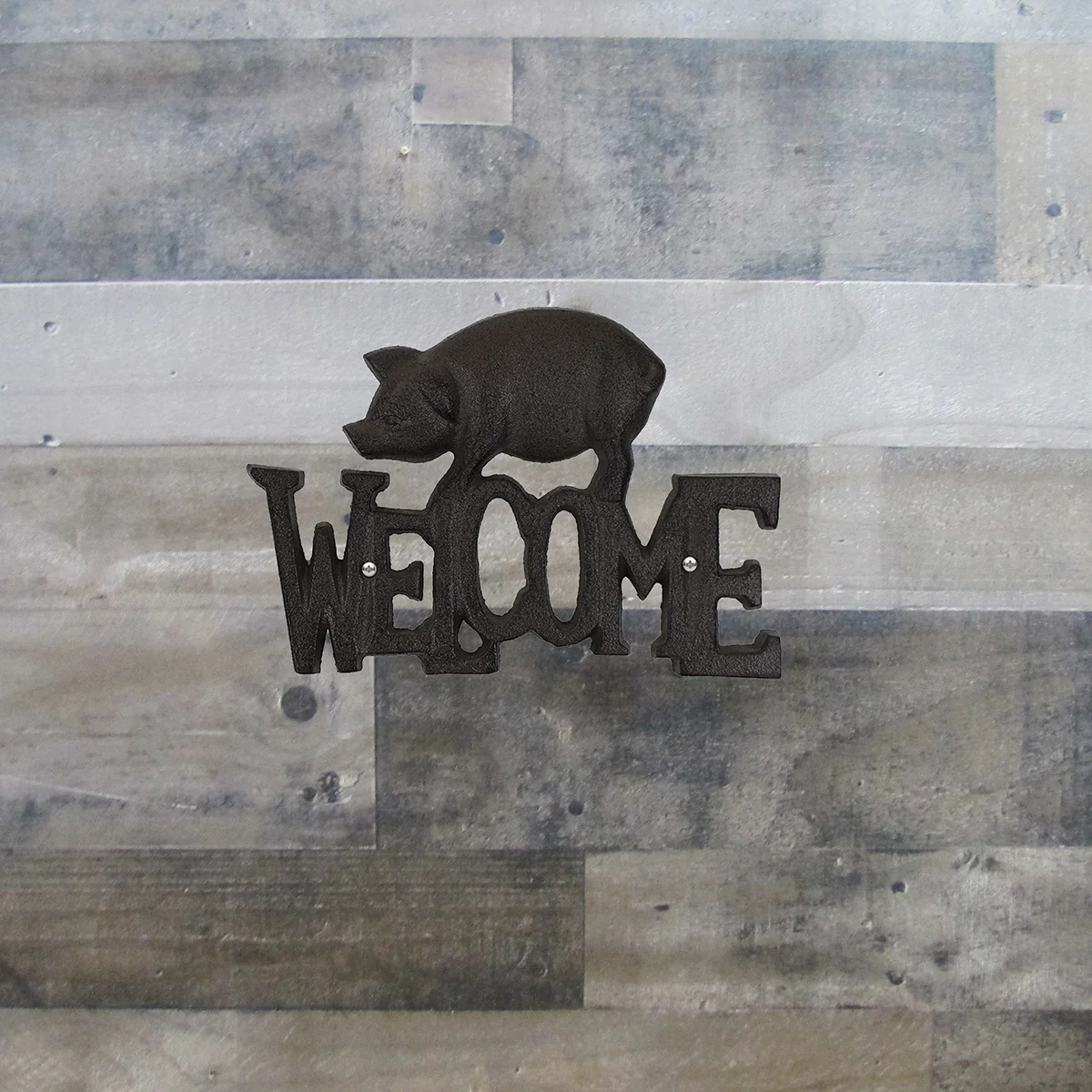 Cast Iron Welcome Pig Sign Farmhouse Wall Art Rustic Front Door Porch Home Decor - Image 2