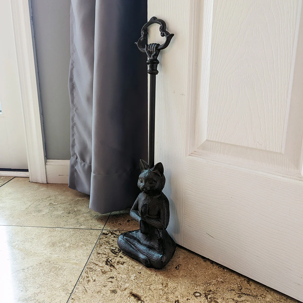 Cast Iron Yoga Cat Doorstop Carry Handle Door Stop Namaste Stopper Home Decor - Image 4