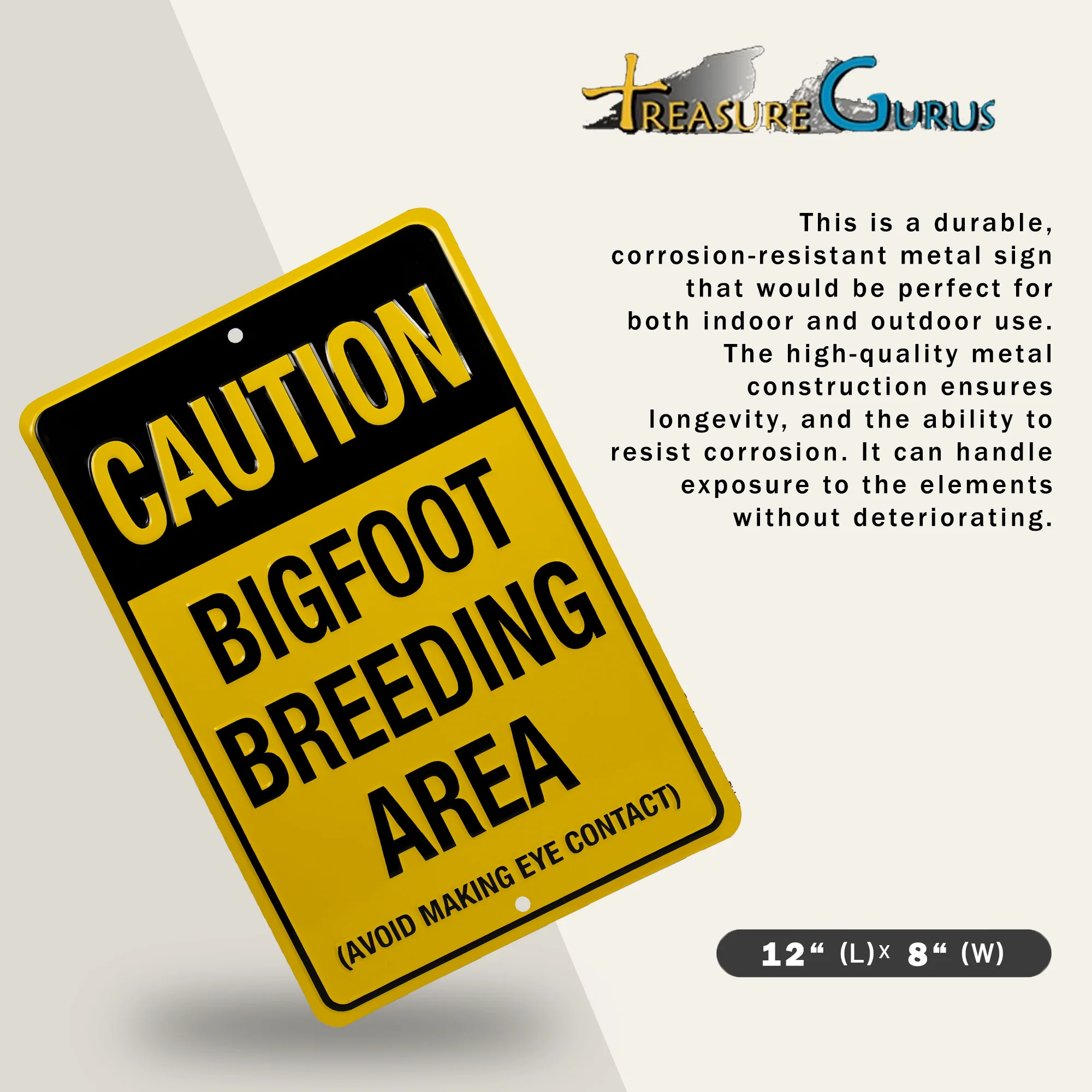 Funny Warning Signs Caution Bigfoot Breeding Area Sign for Yard, Garage Man Cave - Image 2
