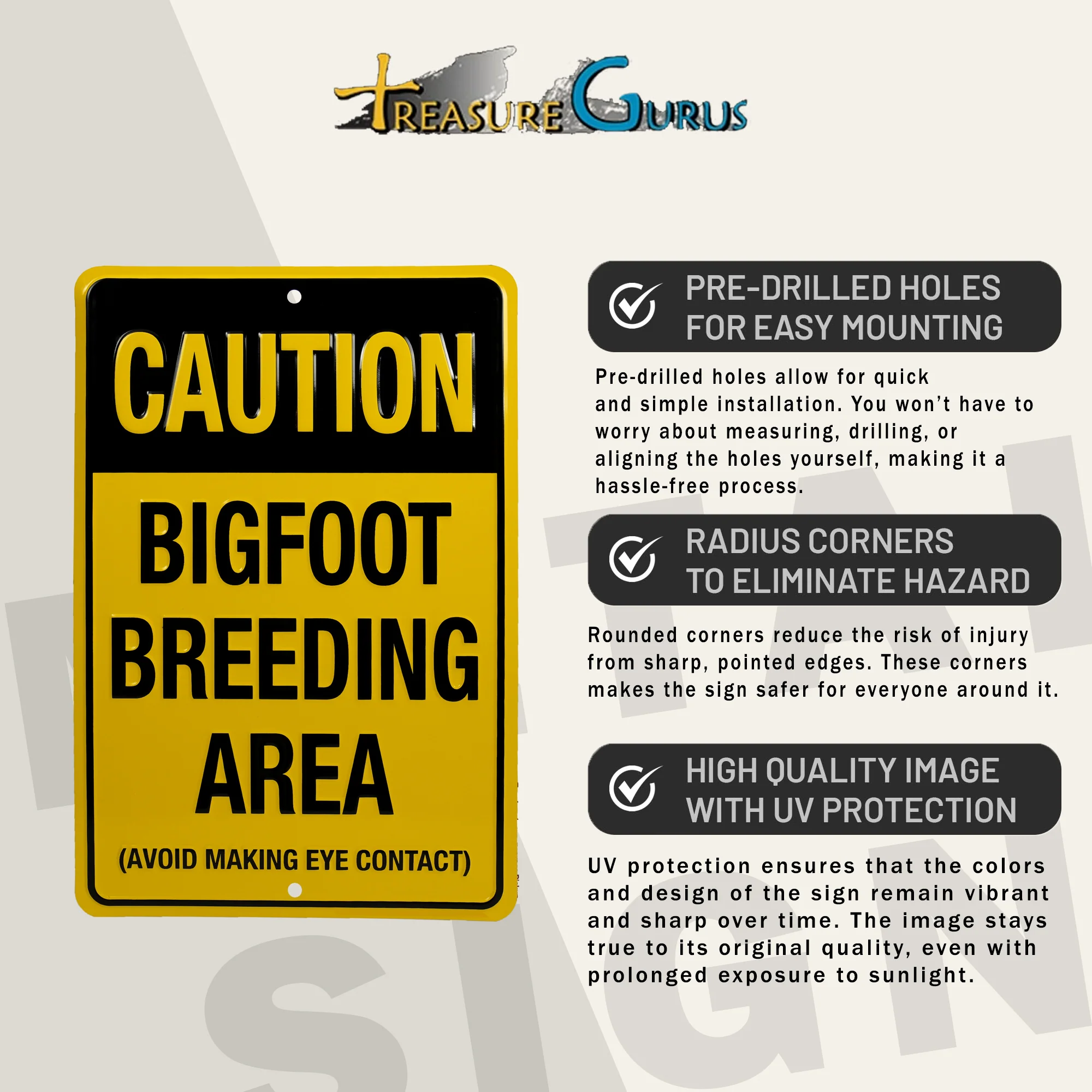 Funny Warning Signs Caution Bigfoot Breeding Area Sign for Yard, Garage Man Cave - Image 3