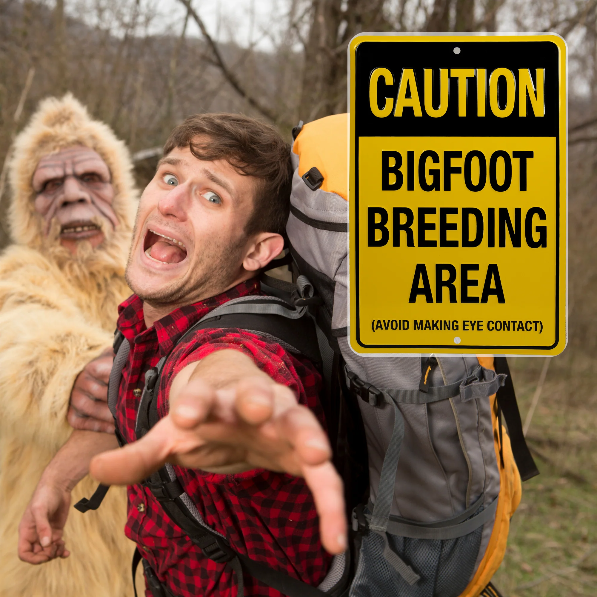 Funny Warning Signs Caution Bigfoot Breeding Area Sign for Yard, Garage Man Cave - Image 7