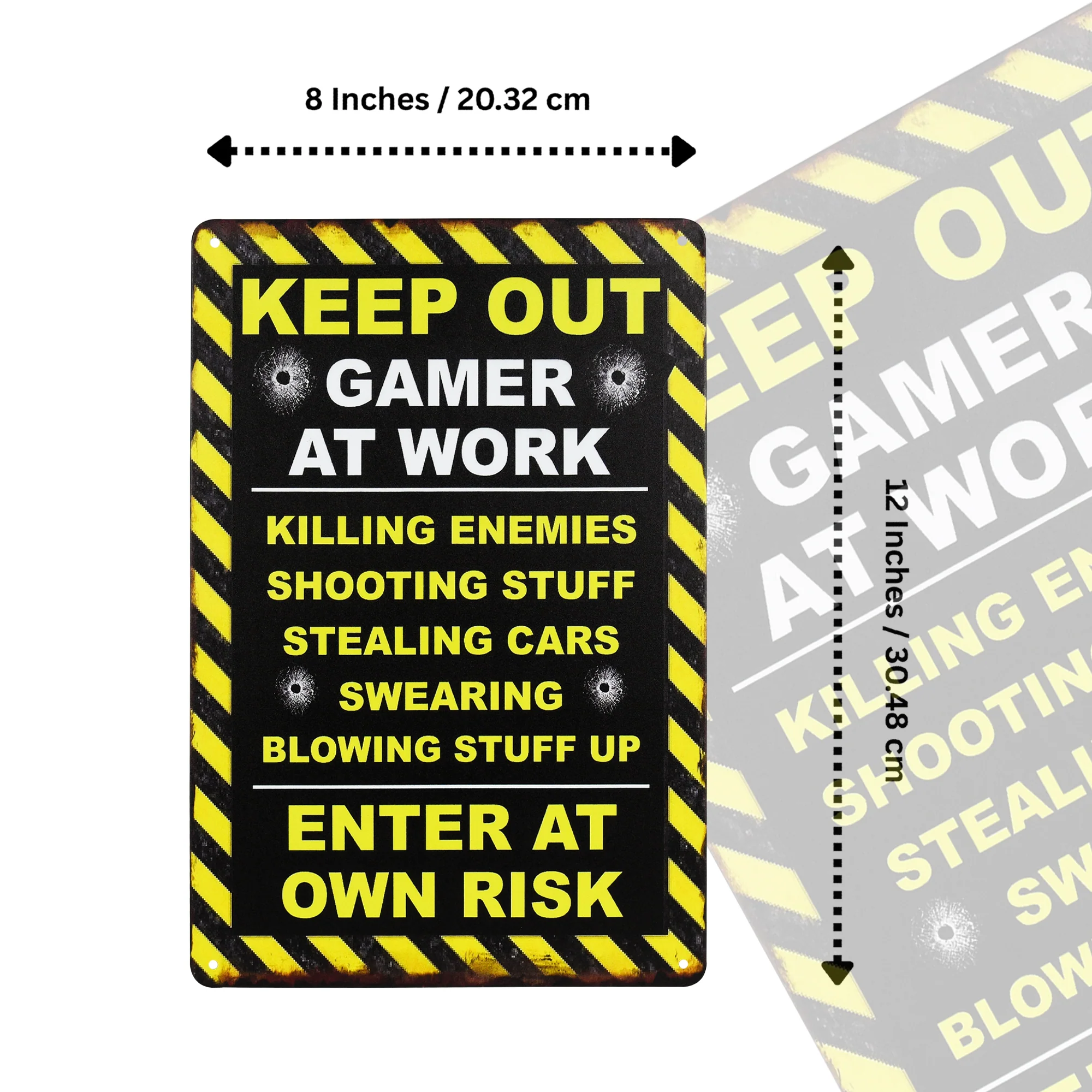 Metal Keep Out Gamer At Work Sign Teen Boy Bedroom Gaming Decor Gifts for Gamers - Image 6