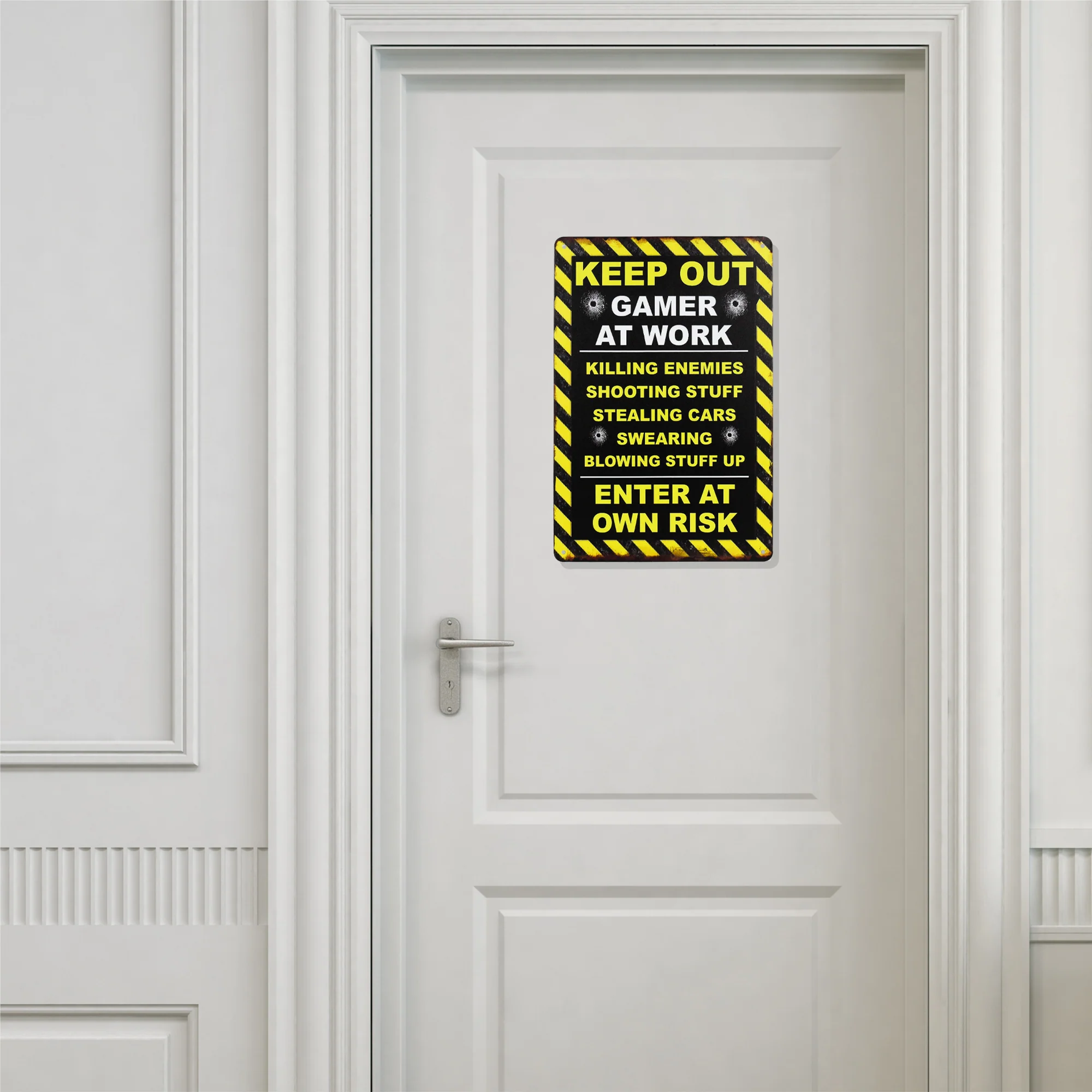Metal Keep Out Gamer At Work Sign Teen Boy Bedroom Gaming Decor Gifts for Gamers - Image 7