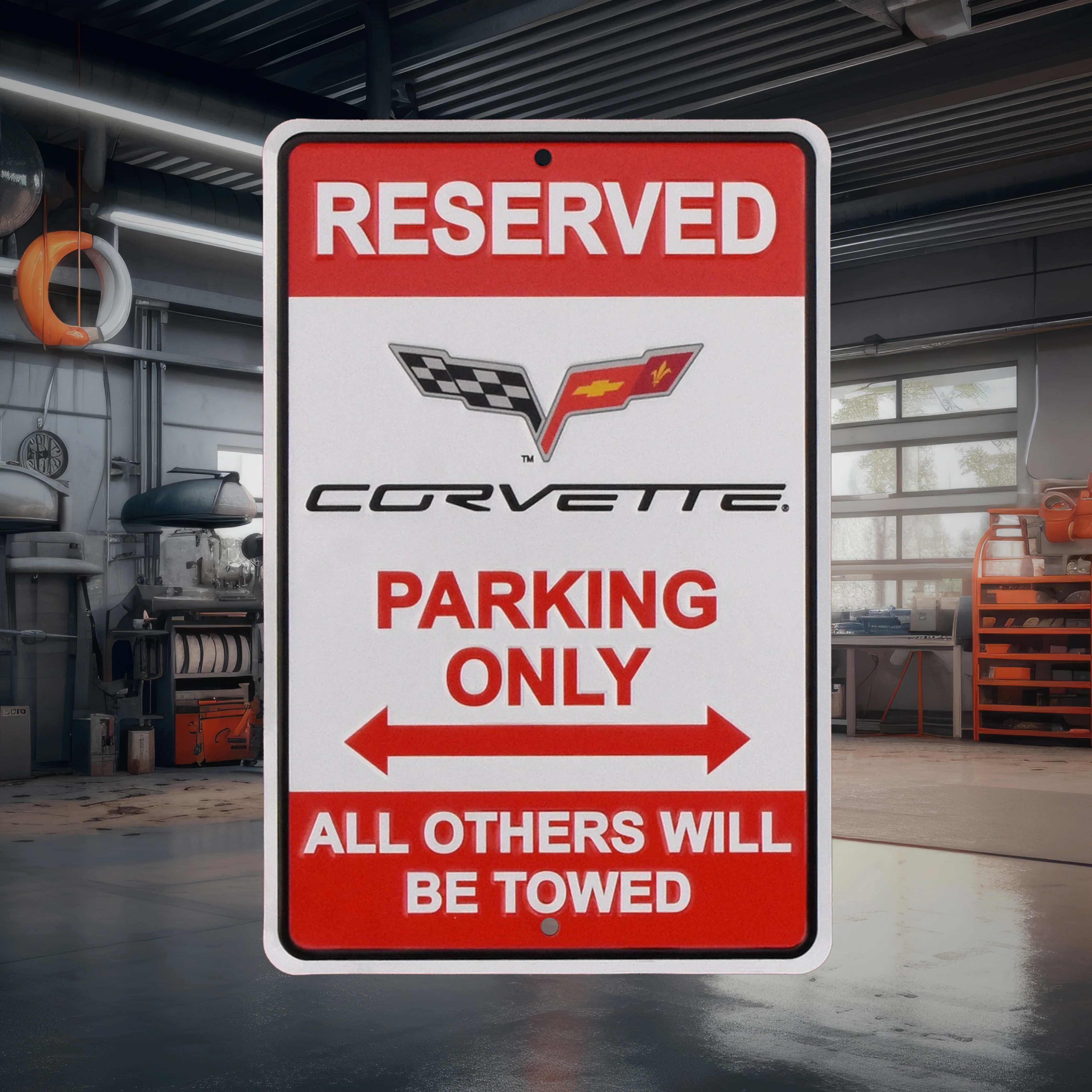 Chevy Corvette Parking Vette Tin Metal Sign Game Room Garage Man Cave Wall Decor - Image 4