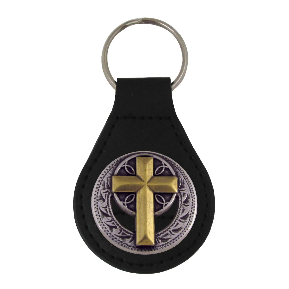 Christian Cross Keyring Car Keychain Leather Keyfob God Key Chain Ring Fob Gift