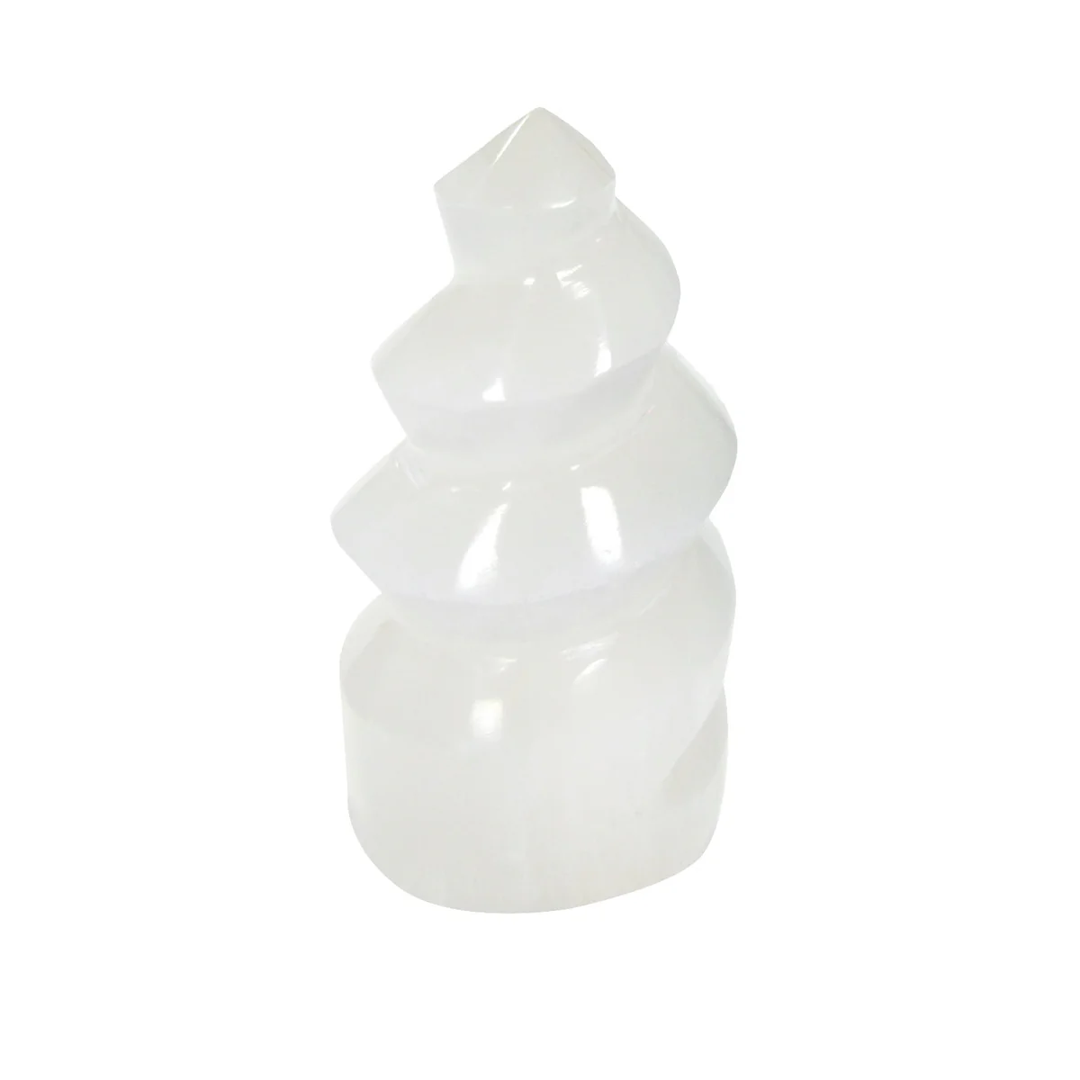 Clear Selenite Crystal Stone Spiral Negative Energy Balance Chakra Healing Rock Unicorn Horn