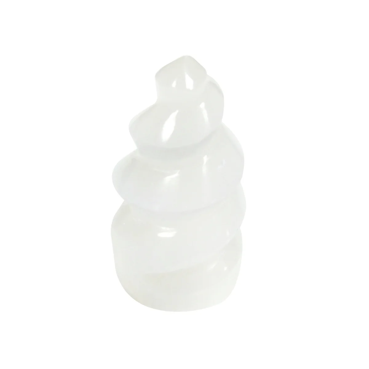 Clear Selenite Crystal Stone Spiral Negative Energy Balance Chakra Healing Rock Unicorn Horn - Image 2