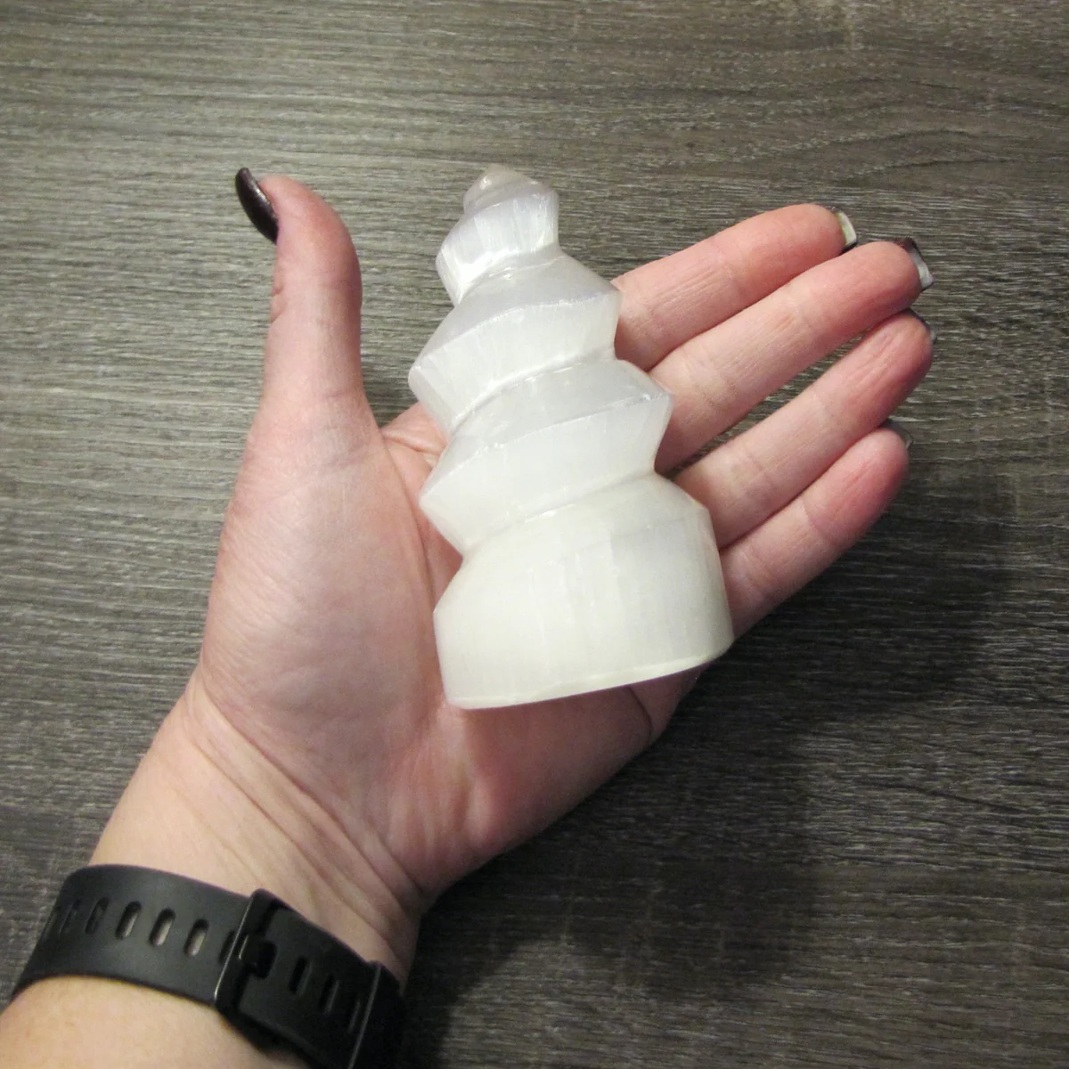 Clear Selenite Crystal Stone Spiral Negative Energy Balance Chakra Healing Rock Unicorn Horn - Image 4