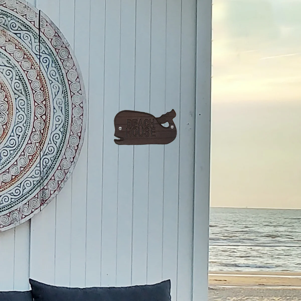 Coastal Beach House Whale Door Sign Cast Iron Nautical Ocean Wall Art Home Decor - Image 4