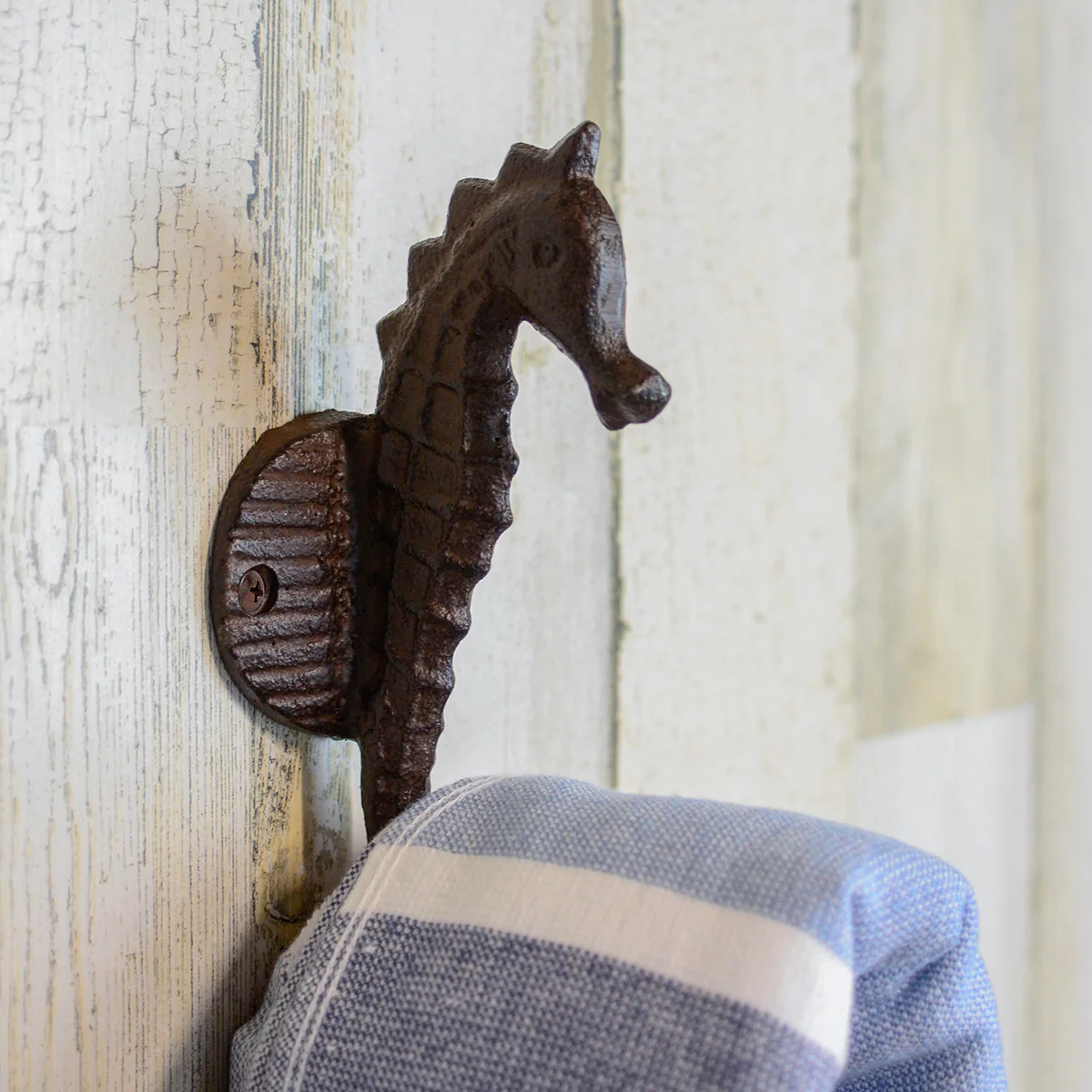Coastal Seahorse Hook Coat Hat Rack Kitchen Towel Holder Nautical Home Decor - Image 3