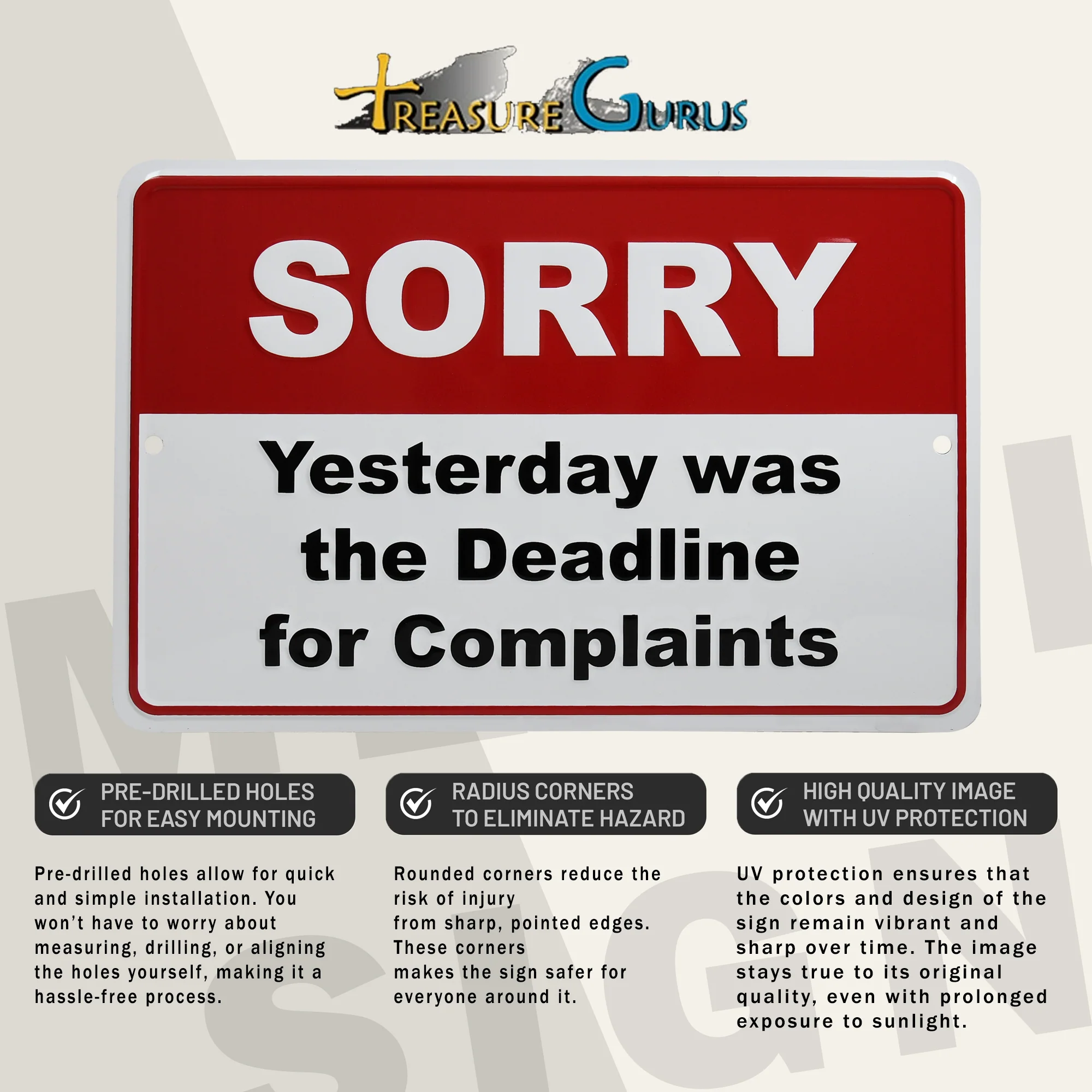 Metal Complaints Deadline Funny Sign Cubicle Wall Decor Office Desk Accessories - Image 3