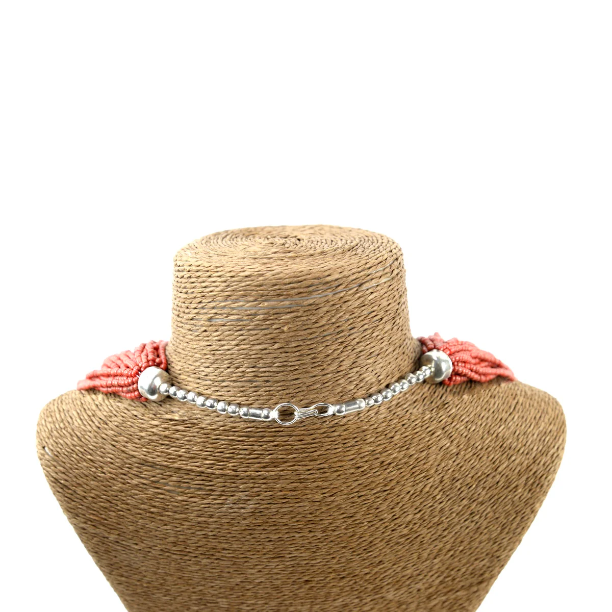 Coral Red Strand Seed Bead Necklace Womens Glass Jewelry Chain Fashion Accessory - Image 4