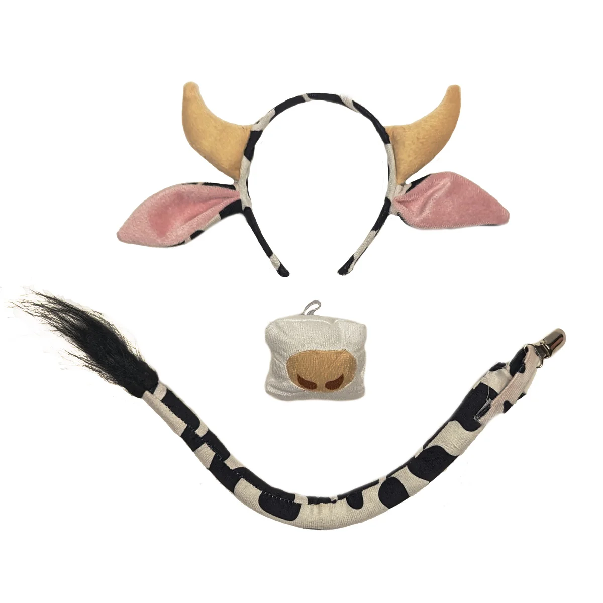 Cow Animal Dress Up Kit Ears Headband Tail Nose Cute Toddler Halloween Costume
