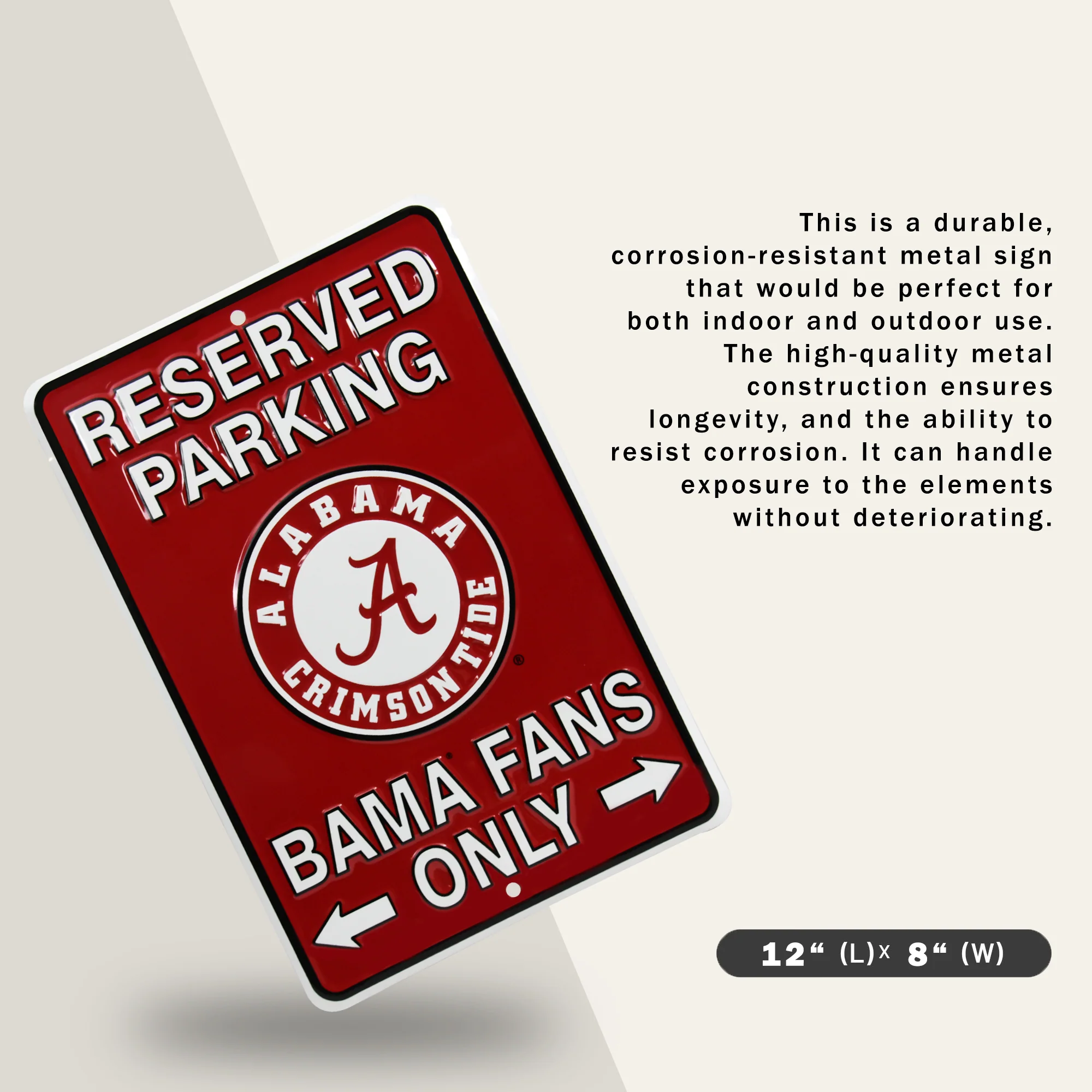 Crimson Tide Parking Only Metal Sign Man Cave Garage Wall Decor No Parking Signs - Image 2