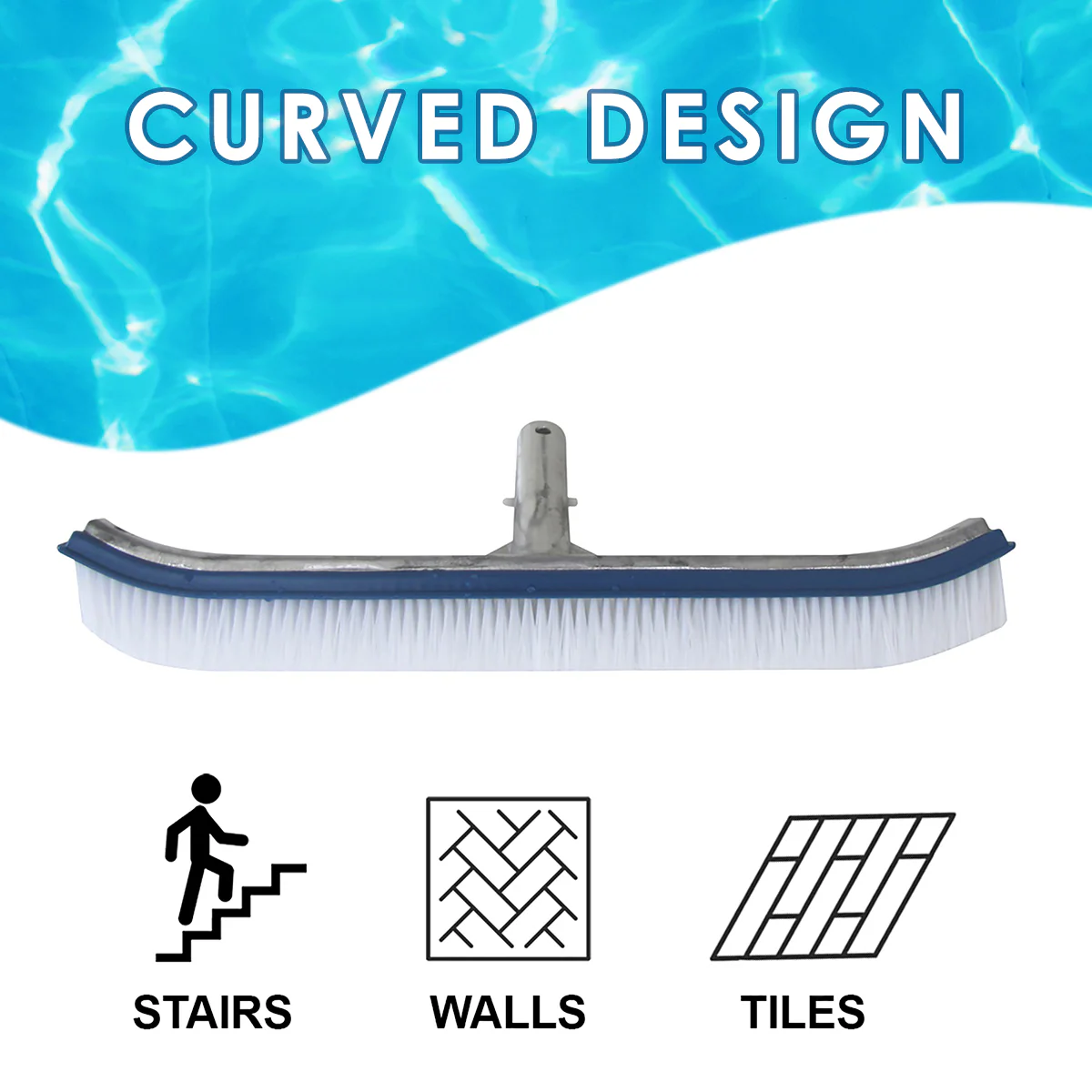Curved Pool Brush Head Cleaner for Inground or Above Ground Pools Nylon Bristles - Image 4