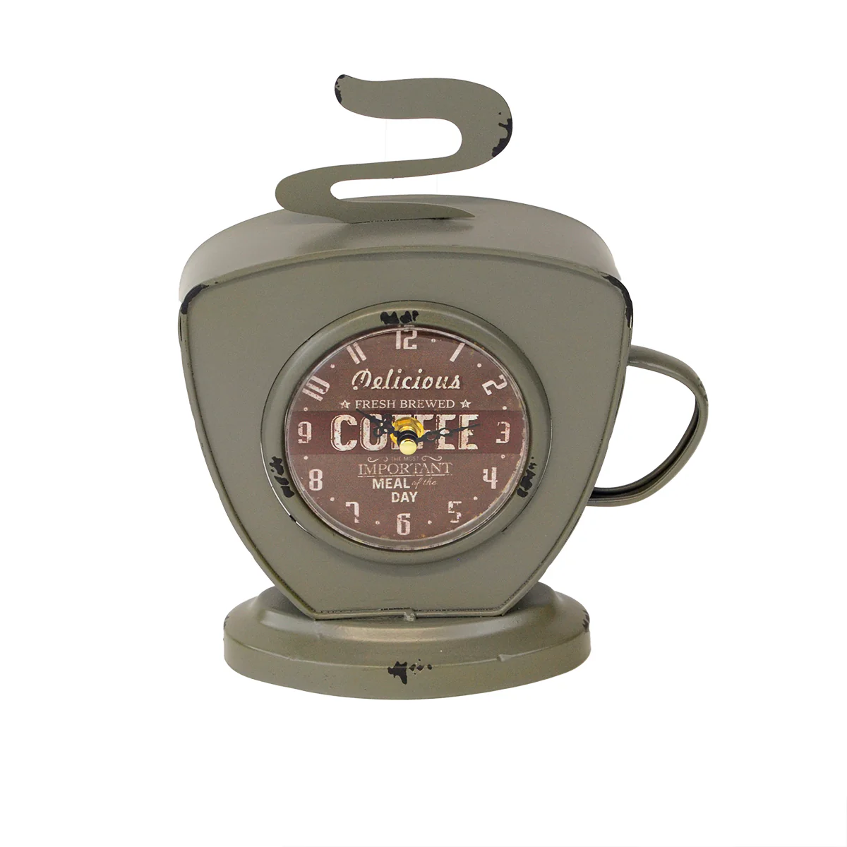 Decorative Rustic Coffee Mug Clock Instant Brew Cup Farmhouse Kitchen Home Decor