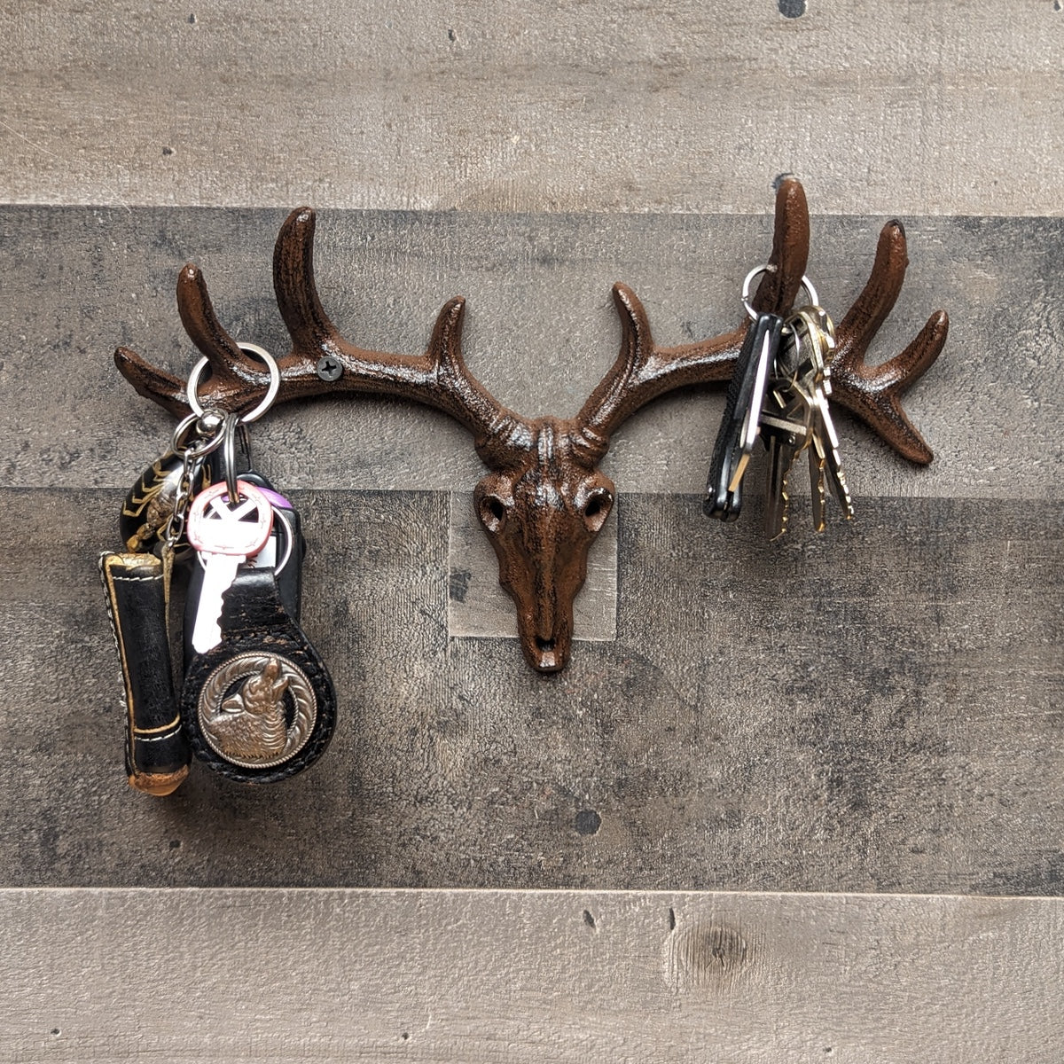 Deer Skull Antler Hooks Wall Mount Western Coat Rack Key Ring Rustic Home Decor - Image 4