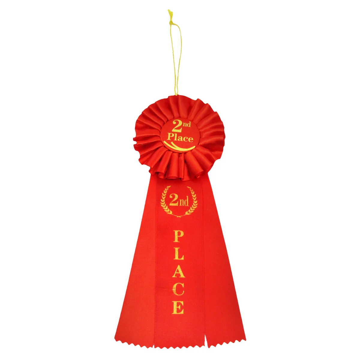 Deluxe Red 2nd Second Place Award Ribbon Rosette Winner Trophy Badge Class Medal