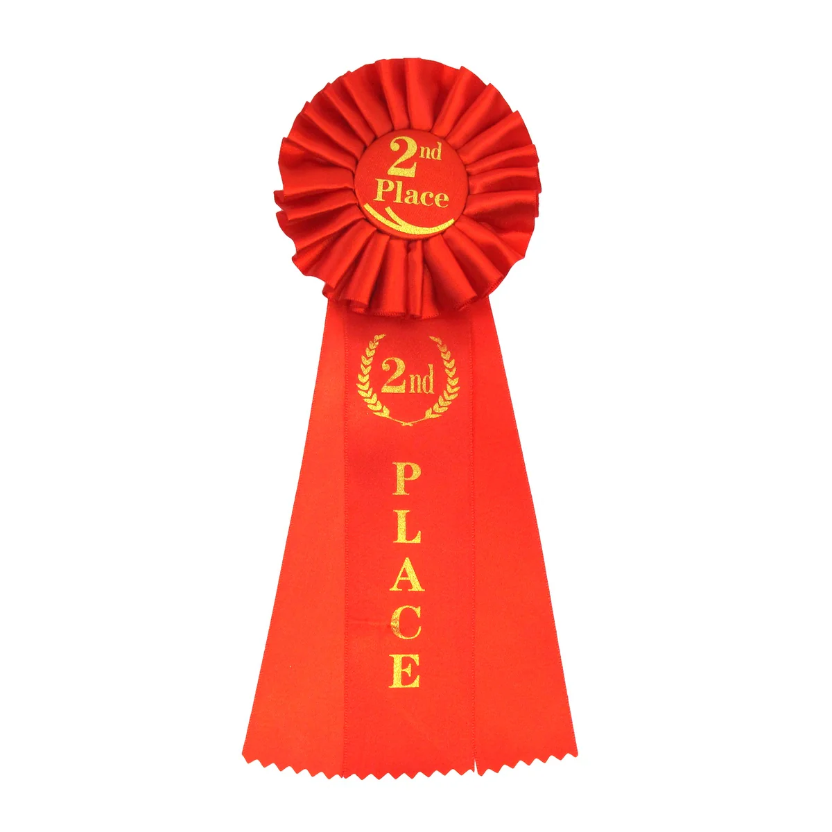 Deluxe Red 2nd Second Place Award Ribbon Rosette Winner Trophy Badge Class Medal - Image 2