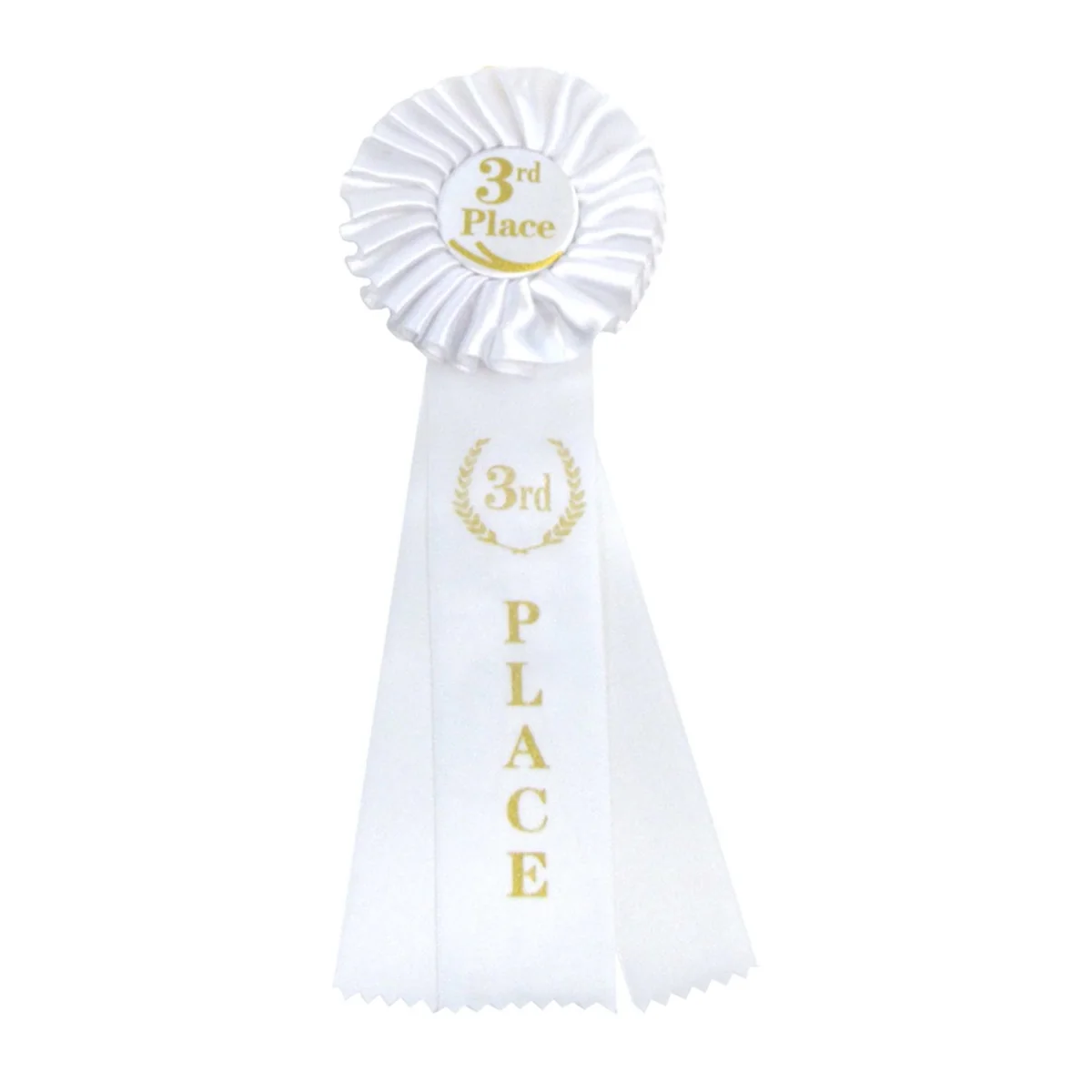 Deluxe White 3rd Third Place Award Ribbon Rosette Winner Trophy Game Badge Medal - Image 2