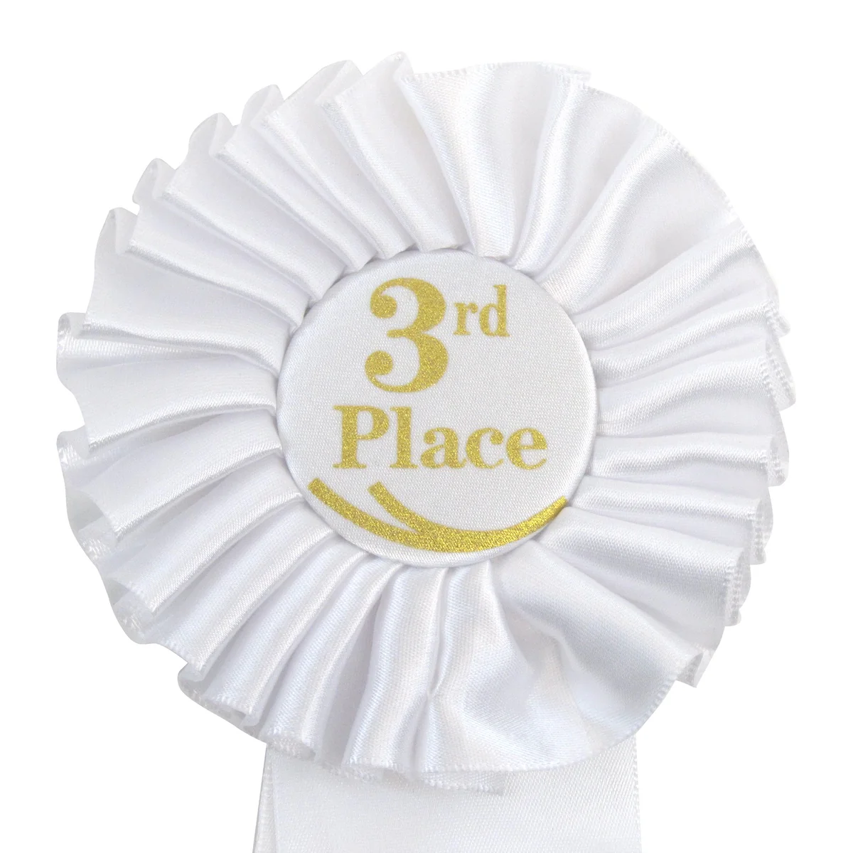 Deluxe White 3rd Third Place Award Ribbon Rosette Winner Trophy Game Badge Medal - Image 3