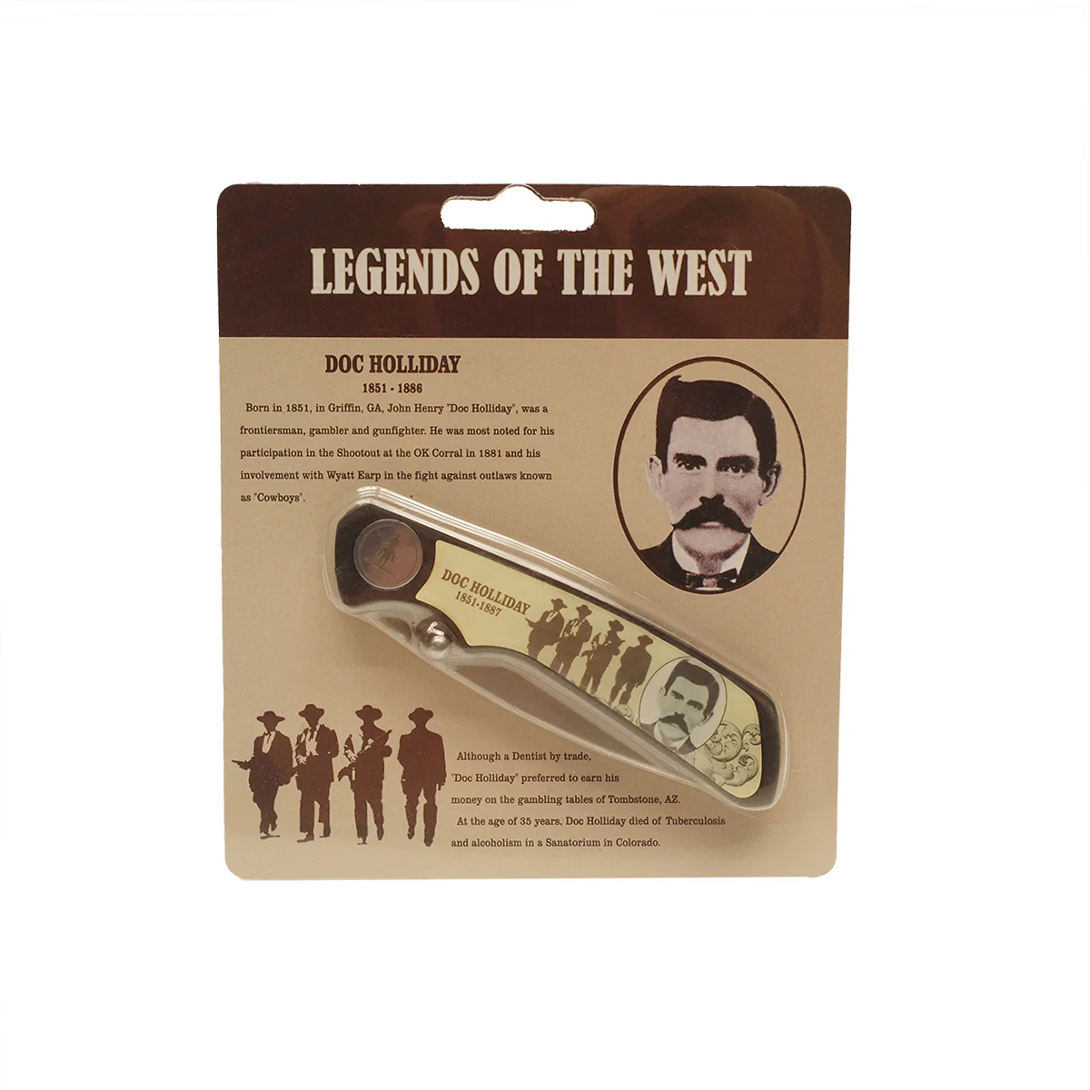 Doc Holliday Legend Mens Folding Hunting Pocket Knife Western Outlaw Collector - Image 2