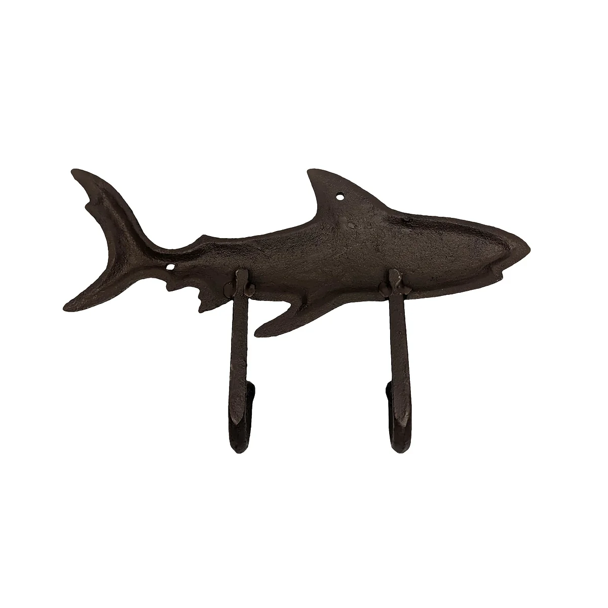Double Shark Hooks Wall Mount Key Ring Coat Rack Bathroom Towel Hook Beach Decor - Image 2