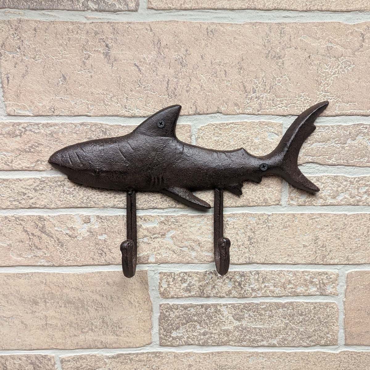 Double Shark Hooks Wall Mount Key Ring Coat Rack Bathroom Towel Hook Beach Decor - Image 3