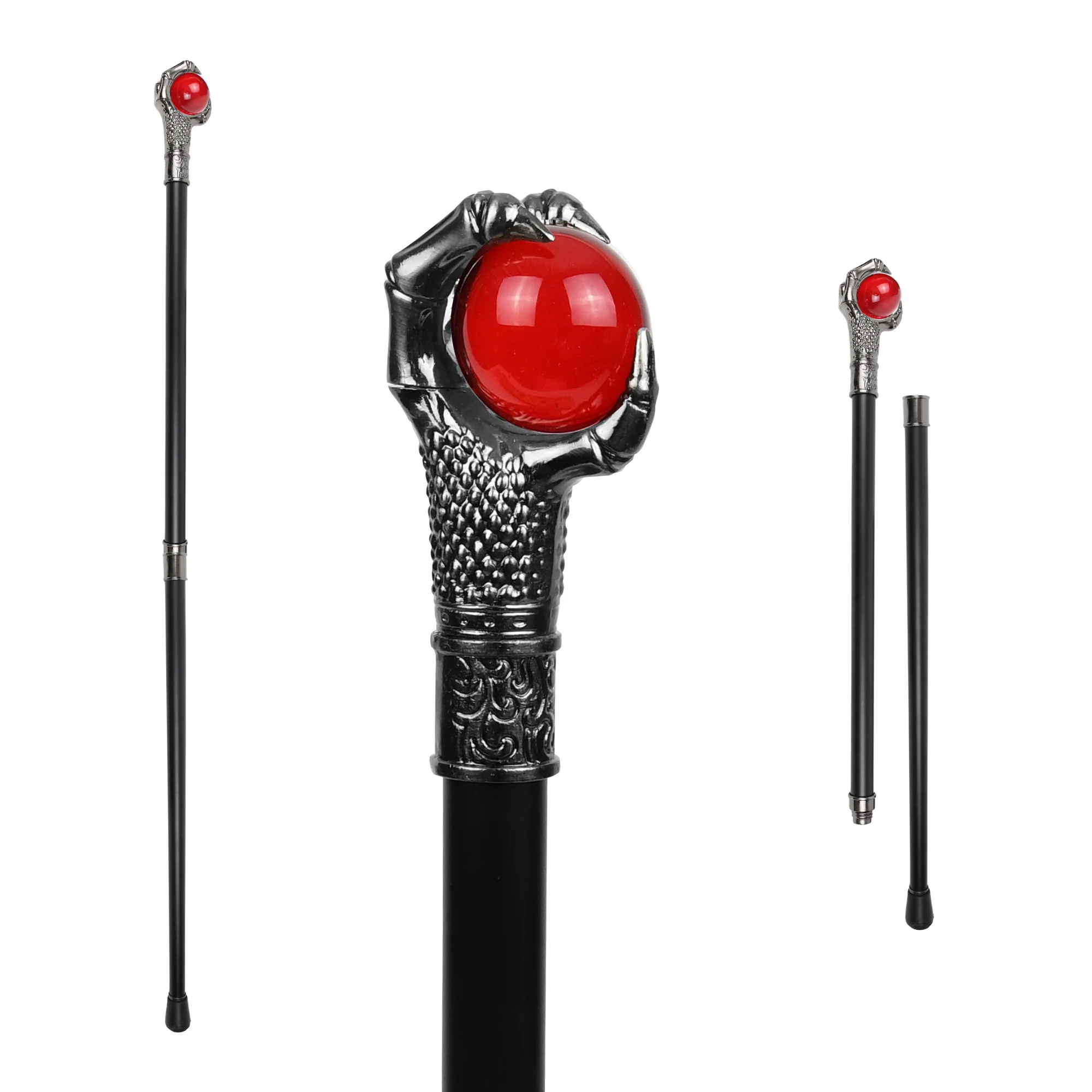 Dragon Claw Cane Gothic Decor Costume Prop Red Glass Walking Canes for Women Men