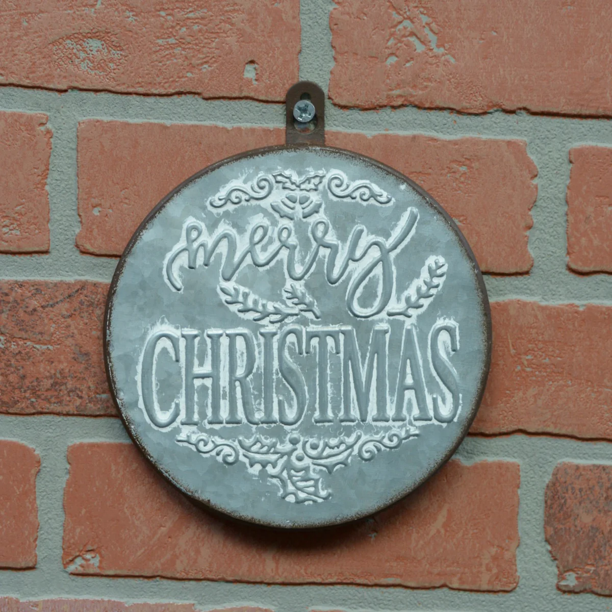 Emboss Metal Merry Christmas Ornament Wall Sign Rustic Holiday Plaque Xmas Decor - Image 2