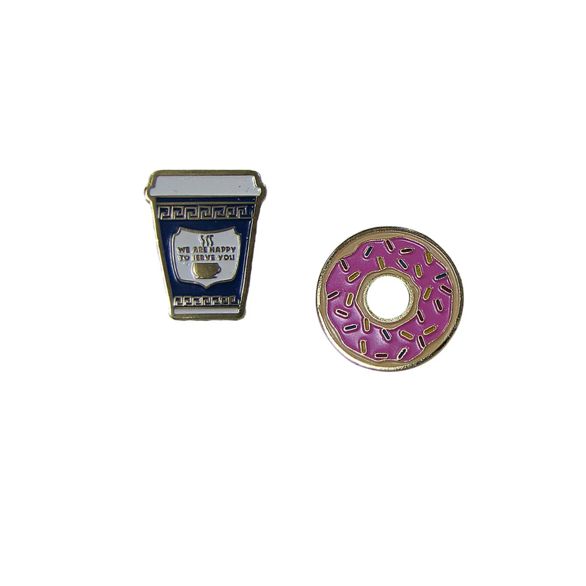 Enamel Coffee Cup Pink Donut Jacket Lapel Trading Pin Set Backpack Bag Hat Gift