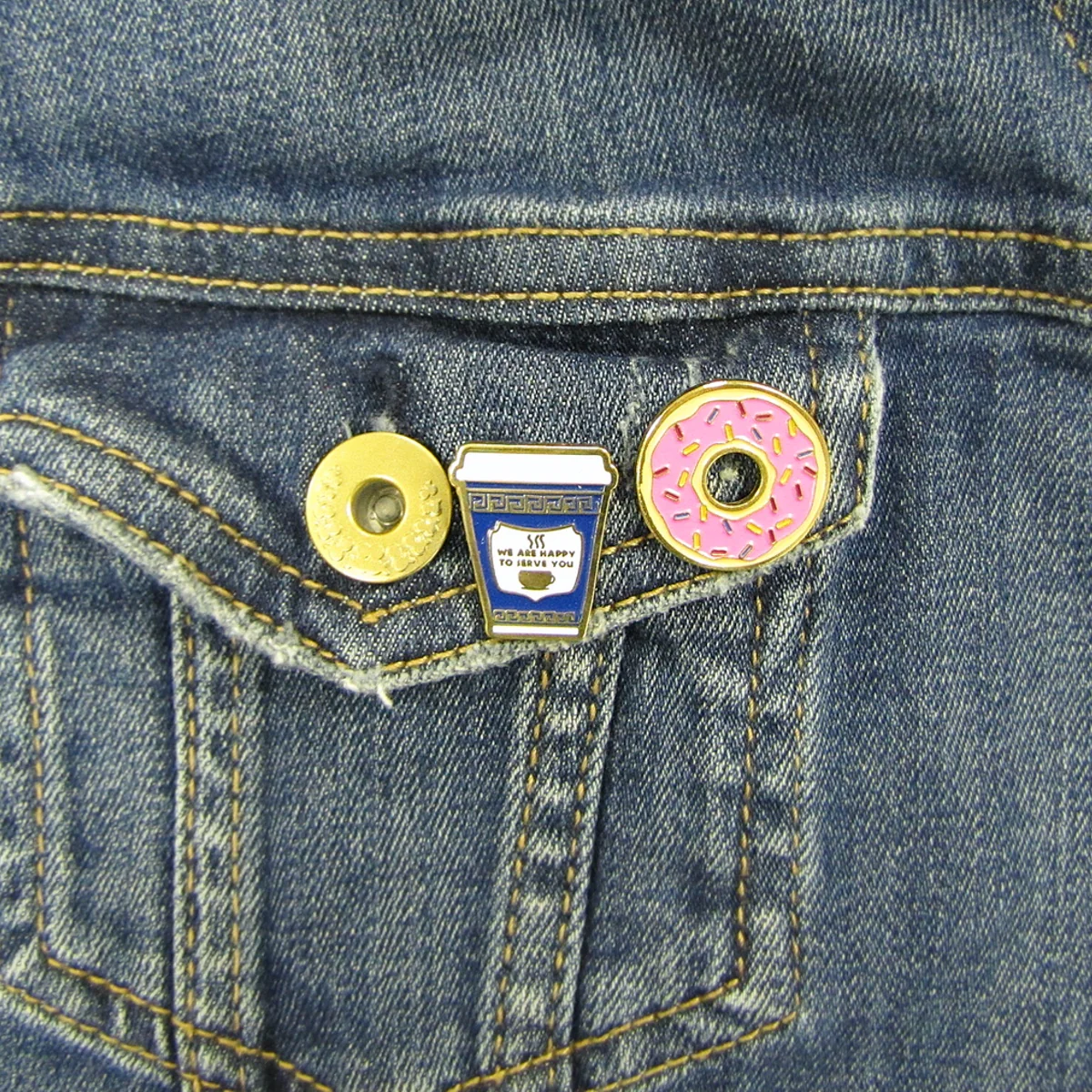 Enamel Coffee Cup Pink Donut Jacket Lapel Trading Pin Set Backpack Bag Hat Gift - Image 3