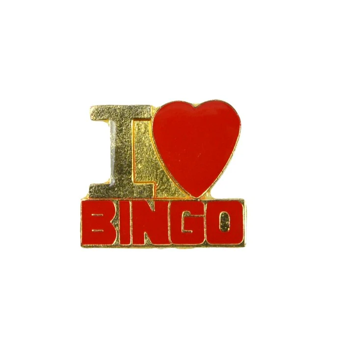 Enamel I Heart Love Bingo Jacket Lapel Pin Decorative Bag Tack Backpack Hat Gift