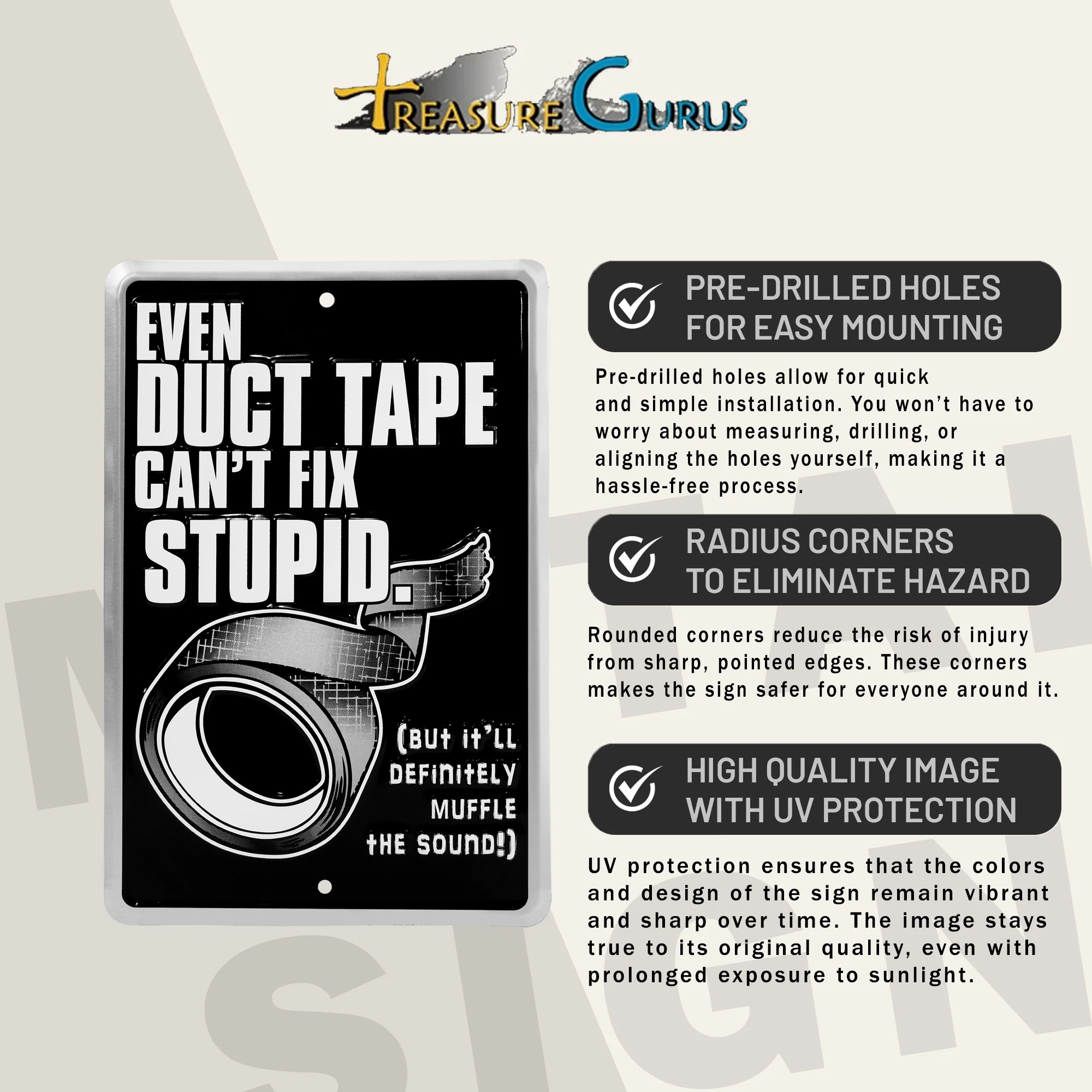 Even Duct Tape Can't Fix Stupid Funny Sign Man Cave Wall Art, Cool Gifts for Men - Image 3