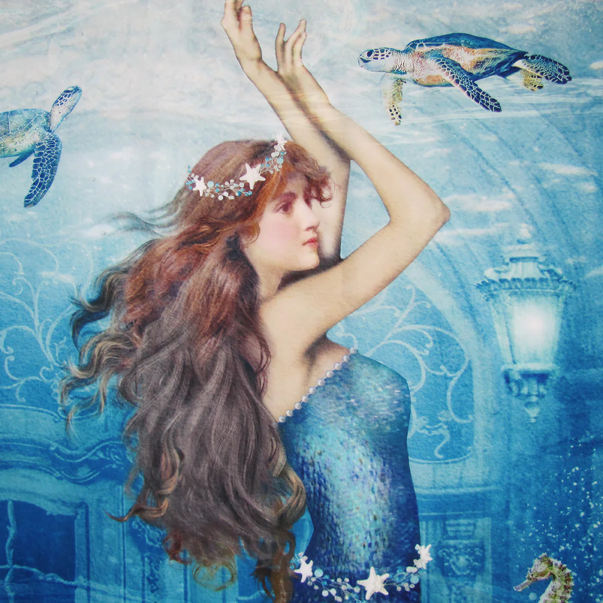 Fabric Mermaid Bath Shower Curtain Ocean Bathroom Accessories Coastal Home Decor - Image 2
