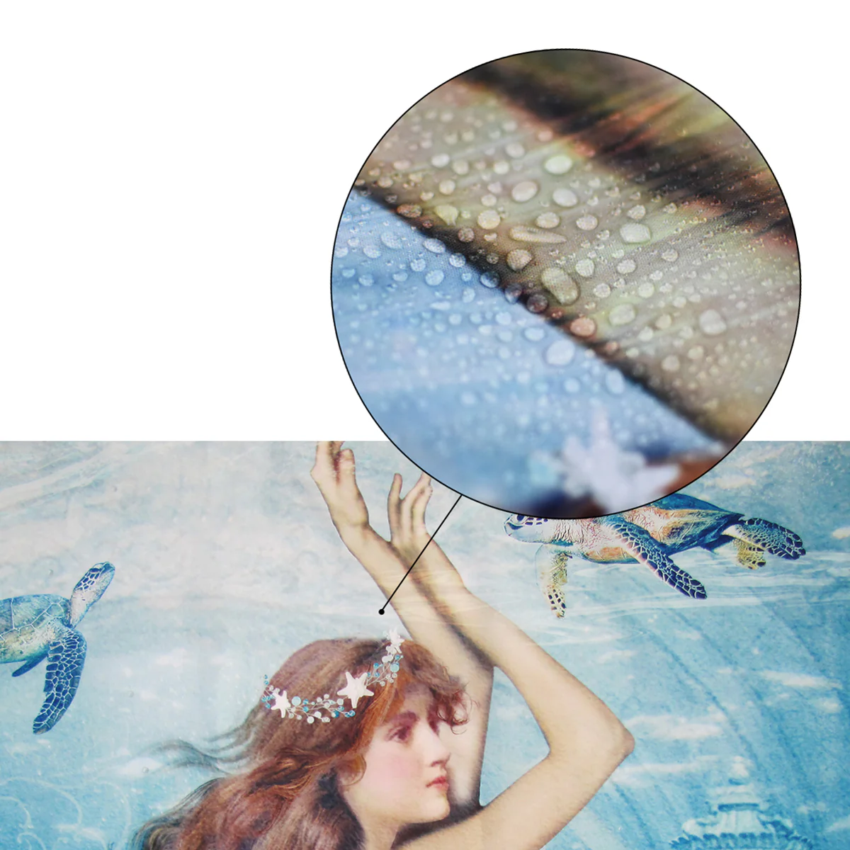 Fabric Mermaid Bath Shower Curtain Ocean Bathroom Accessories Coastal Home Decor - Image 5