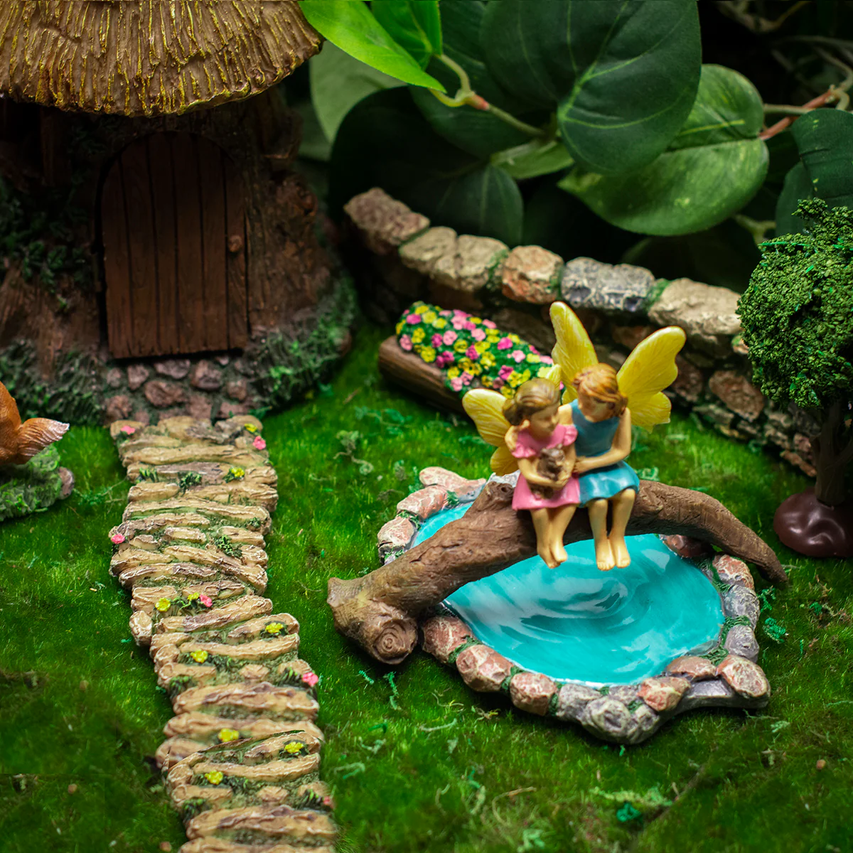 Fairy Garden Log Branch Bridge Pond Miniature Outdoor Dollhouse Landscape Decor - Image 4