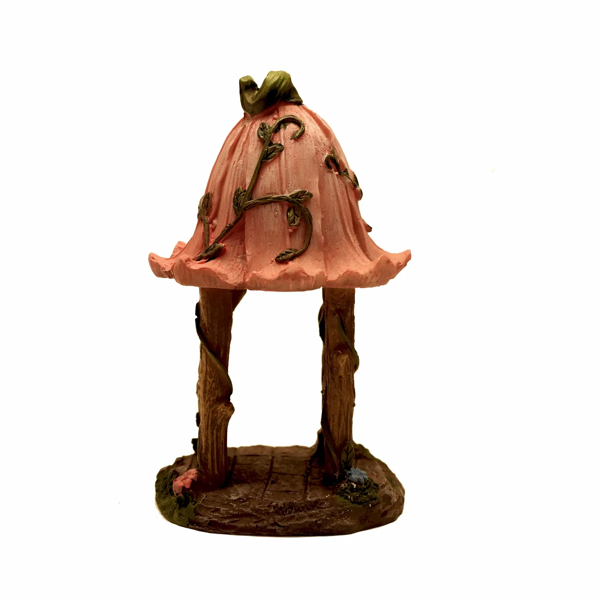 Fairy Garden Miniature Pink Flower Roof Gazebo Outdoor Landscape Dollhouse Decor - Image 2