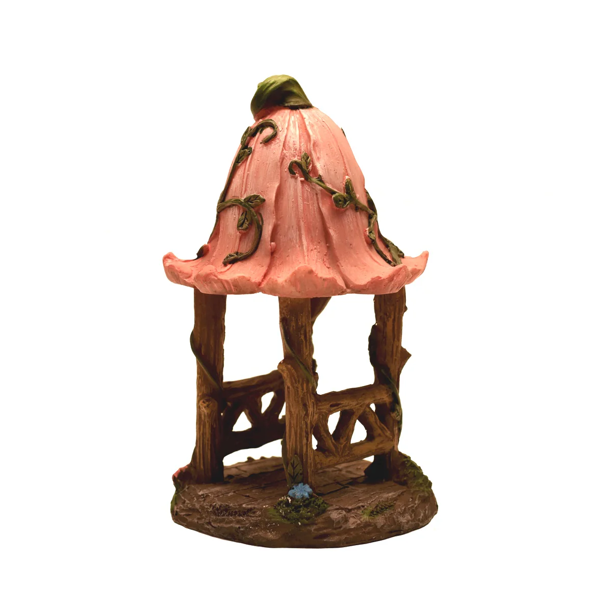 Fairy Garden Miniature Pink Flower Roof Gazebo Outdoor Landscape Dollhouse Decor - Image 3