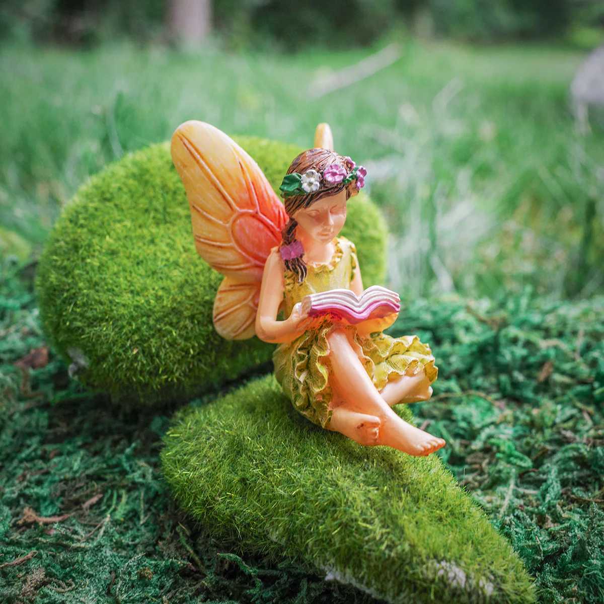 Fairy Girl Reading Miniature Figurine Garden Accessory Dollhouse Decor Ornament - Image 3