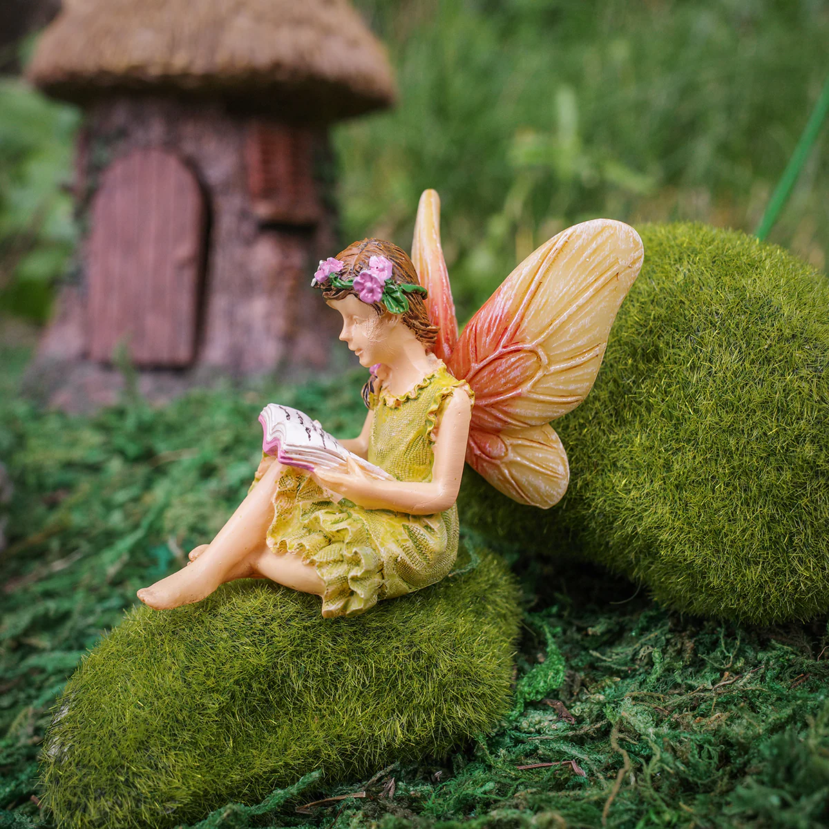 Fairy Girl Reading Miniature Figurine Garden Accessory Dollhouse Decor Ornament - Image 5