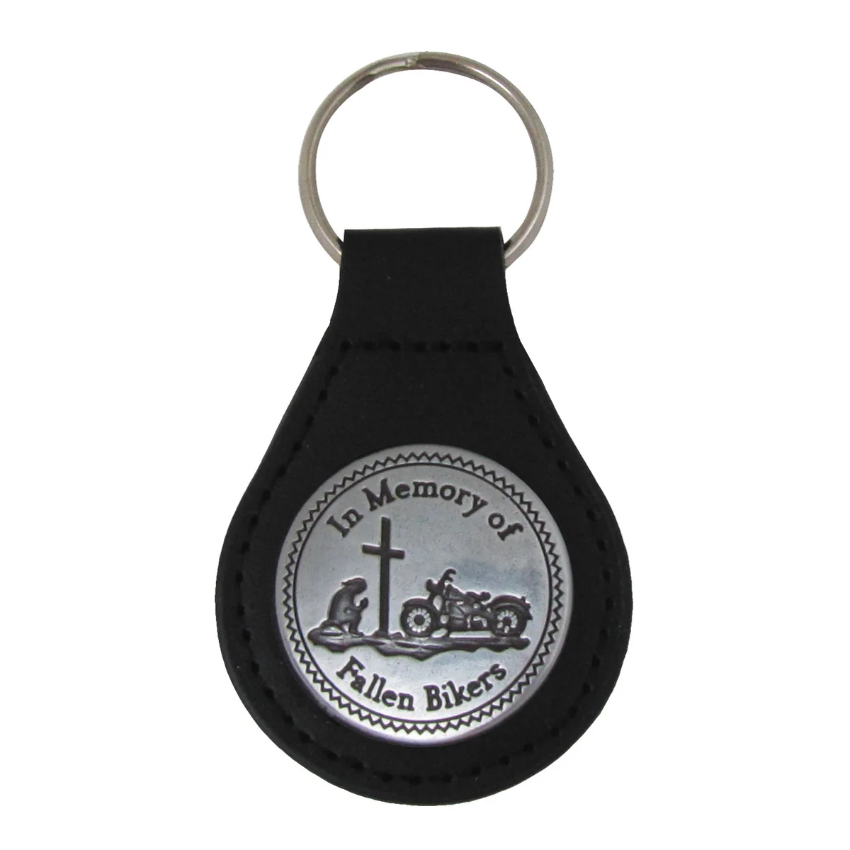 Fallen Bikers Cross Leather Keyfob Biker Car Key Chain Fob 3D Motorcycle Keyring