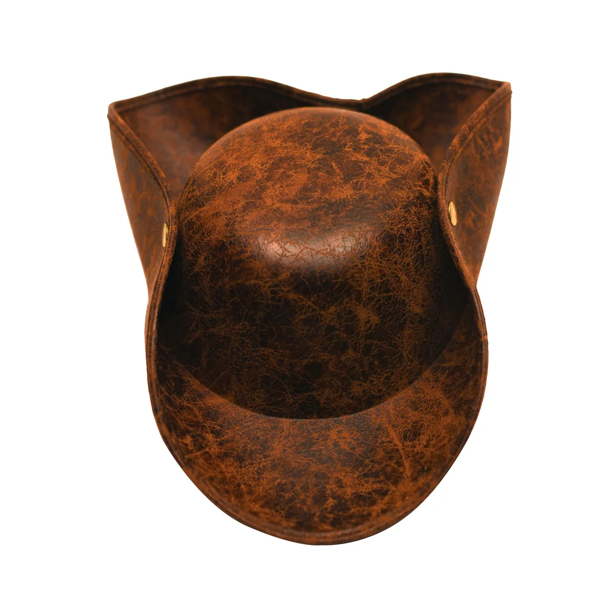 Faux Leather Brown Tricorn Hat Colonial Pirate Halloween Party Costume Accessory - Image 2