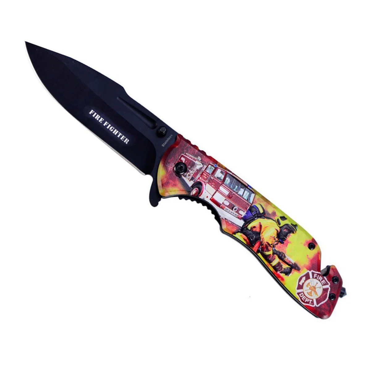 FD Maltese Cross Folding Blade Spring Assist Open Pocket Knife Firefighter Gift - Image 3