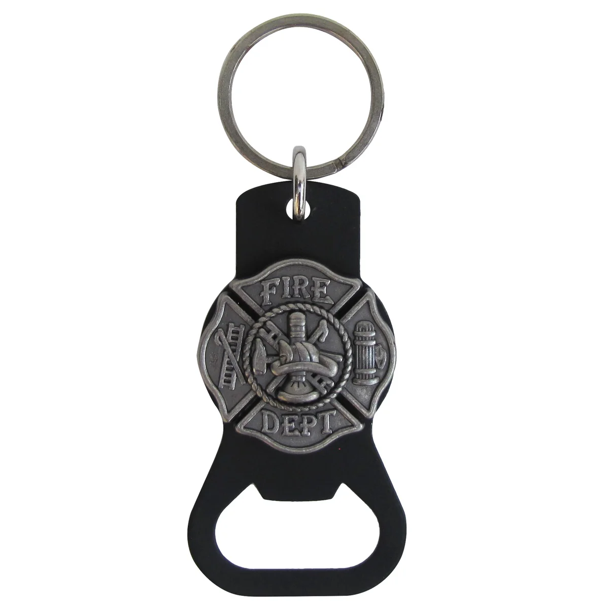 Fire Dept Car Keyring Beer Soda Bottle Cap Opener Keychain Firefighter FD Gift