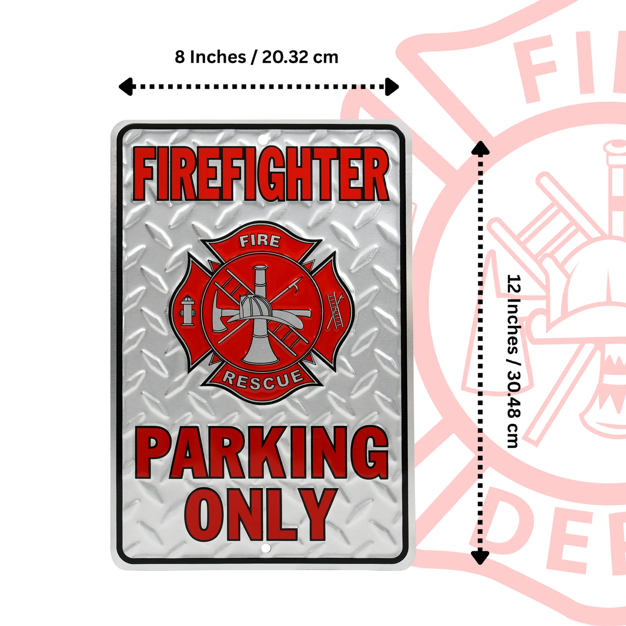 Metal Firefighter Parking Only Sign Outdoor Posted Notice Garage Man Cave Decor - Image 5