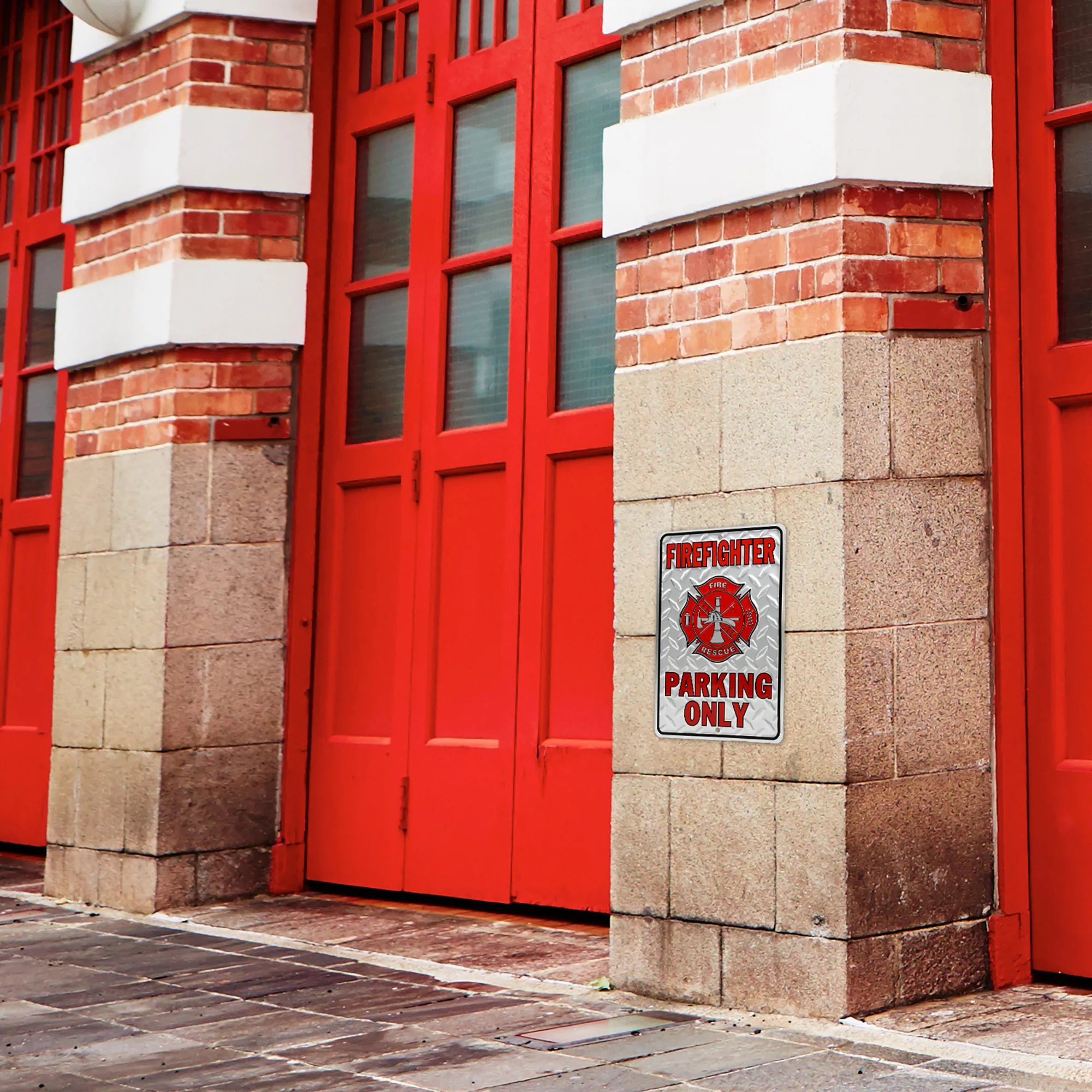 Metal Firefighter Parking Only Sign Outdoor Posted Notice Garage Man Cave Decor - Image 7