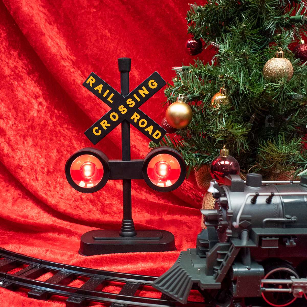 Flashing Railroad Crossing Signal Red Light Sounds RR Train Crossbuck Desk Decor - Image 4