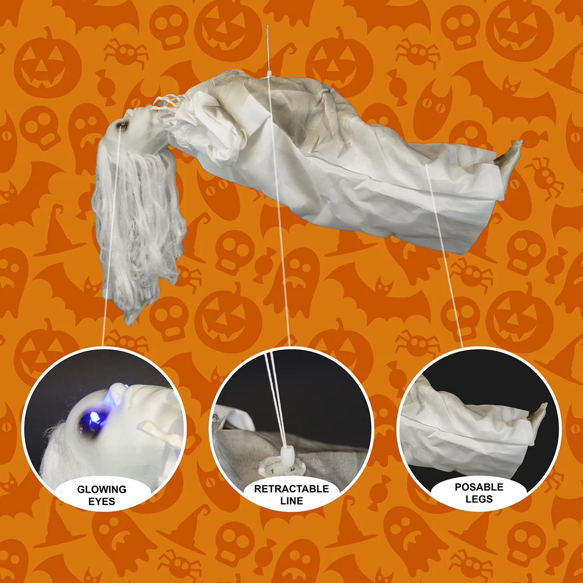 Floating Scary Possessed Girl LED Light Up Animatronics Outdoor Halloween Decor - Image 2