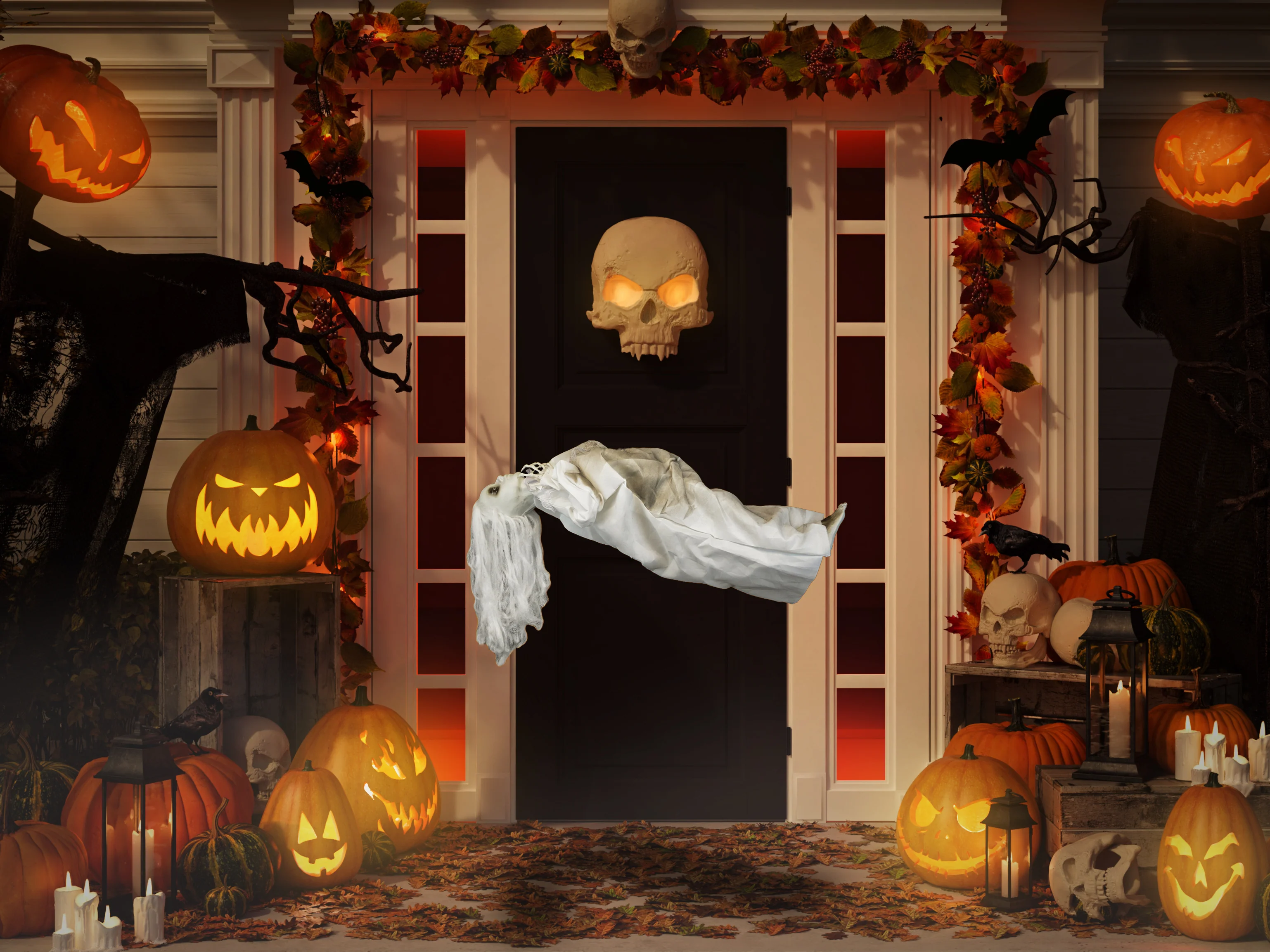 Floating Scary Possessed Girl LED Light Up Animatronics Outdoor Halloween Decor - Image 4